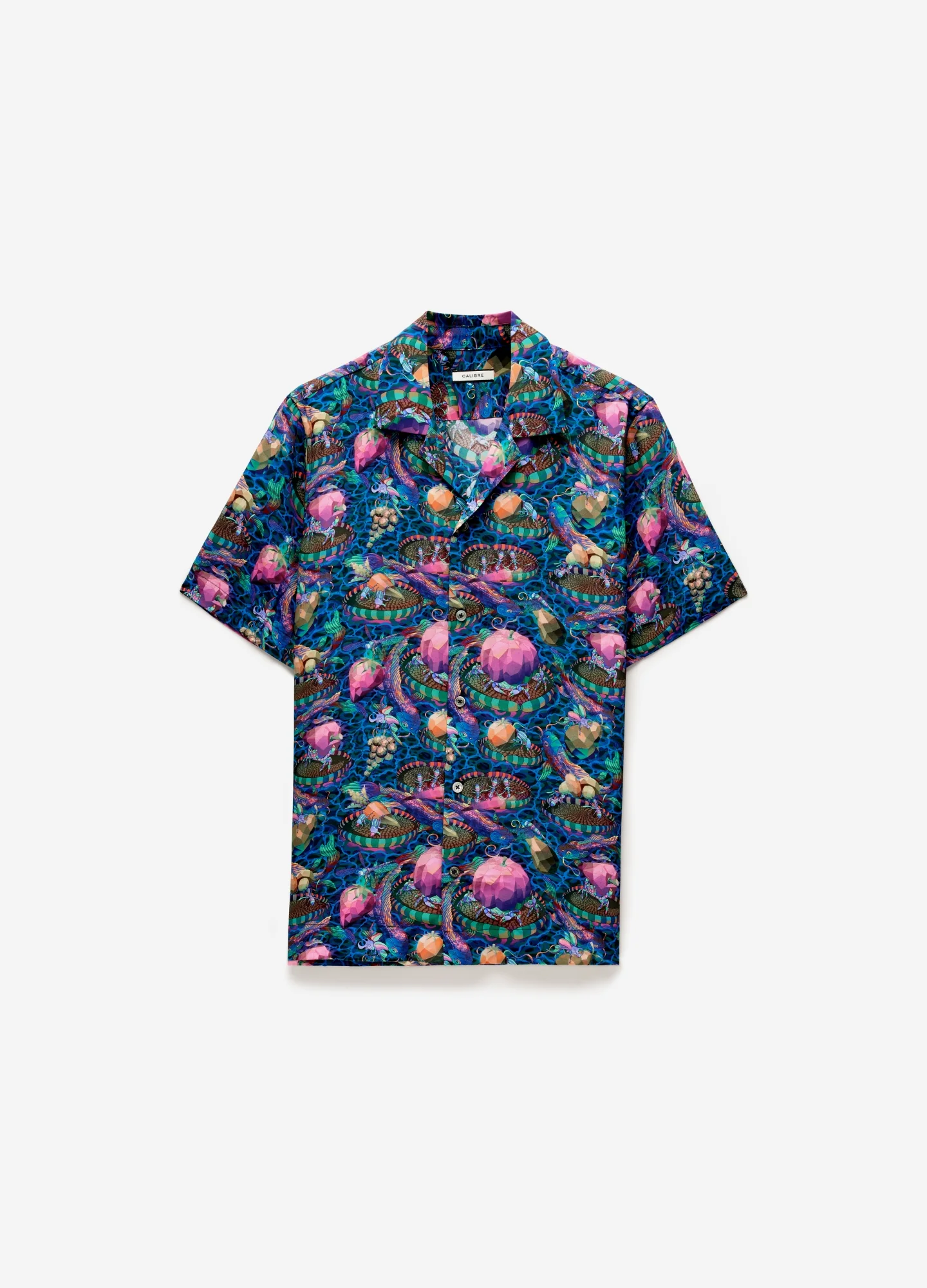 Aquatic Universe Short Sleeve Silk Shirt Aegean Blue