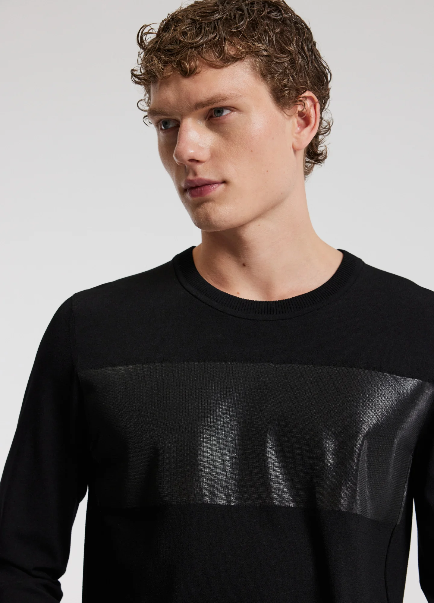 Bonded Stripe Sweater Black - Image 4