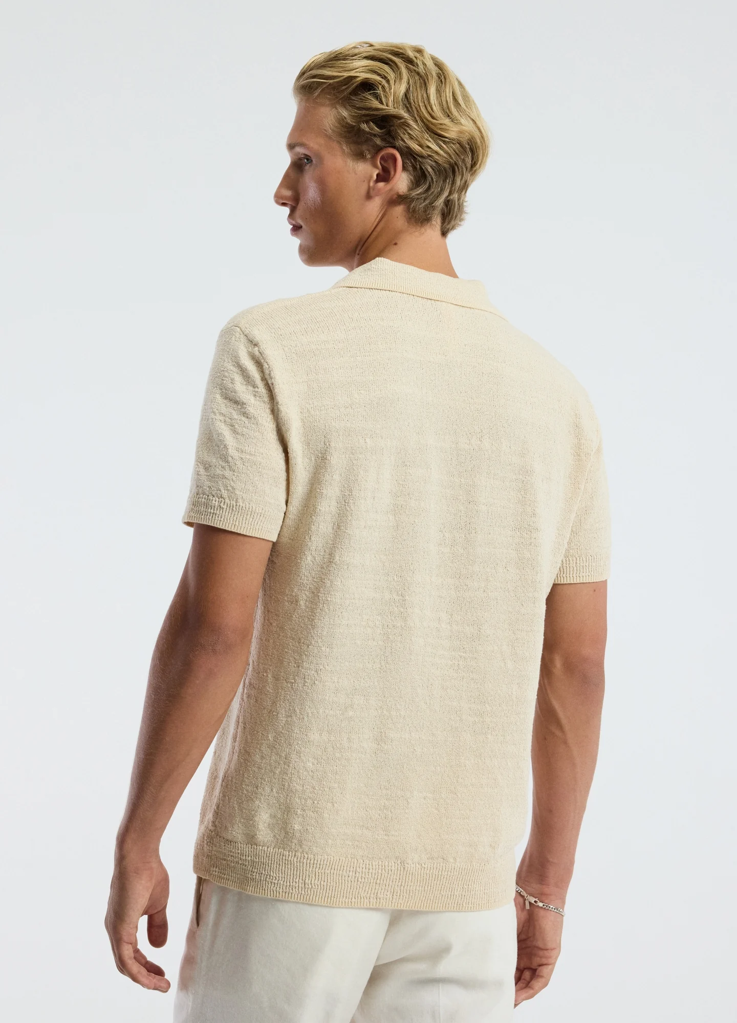 Bouclé Open Neck Polo Biscuit - Image 5