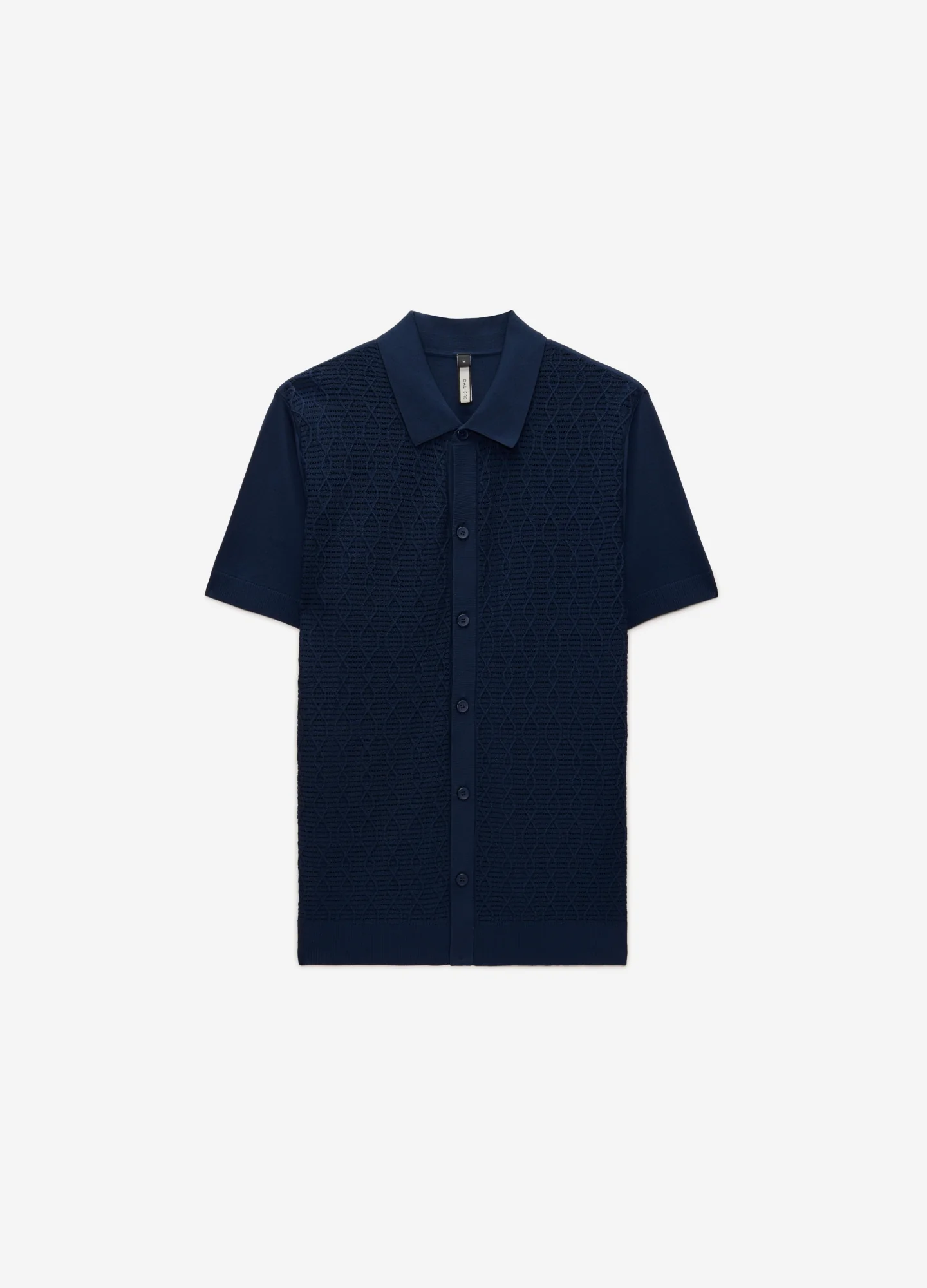 Cable Short Sleeve Knit Shirt Royal Blue