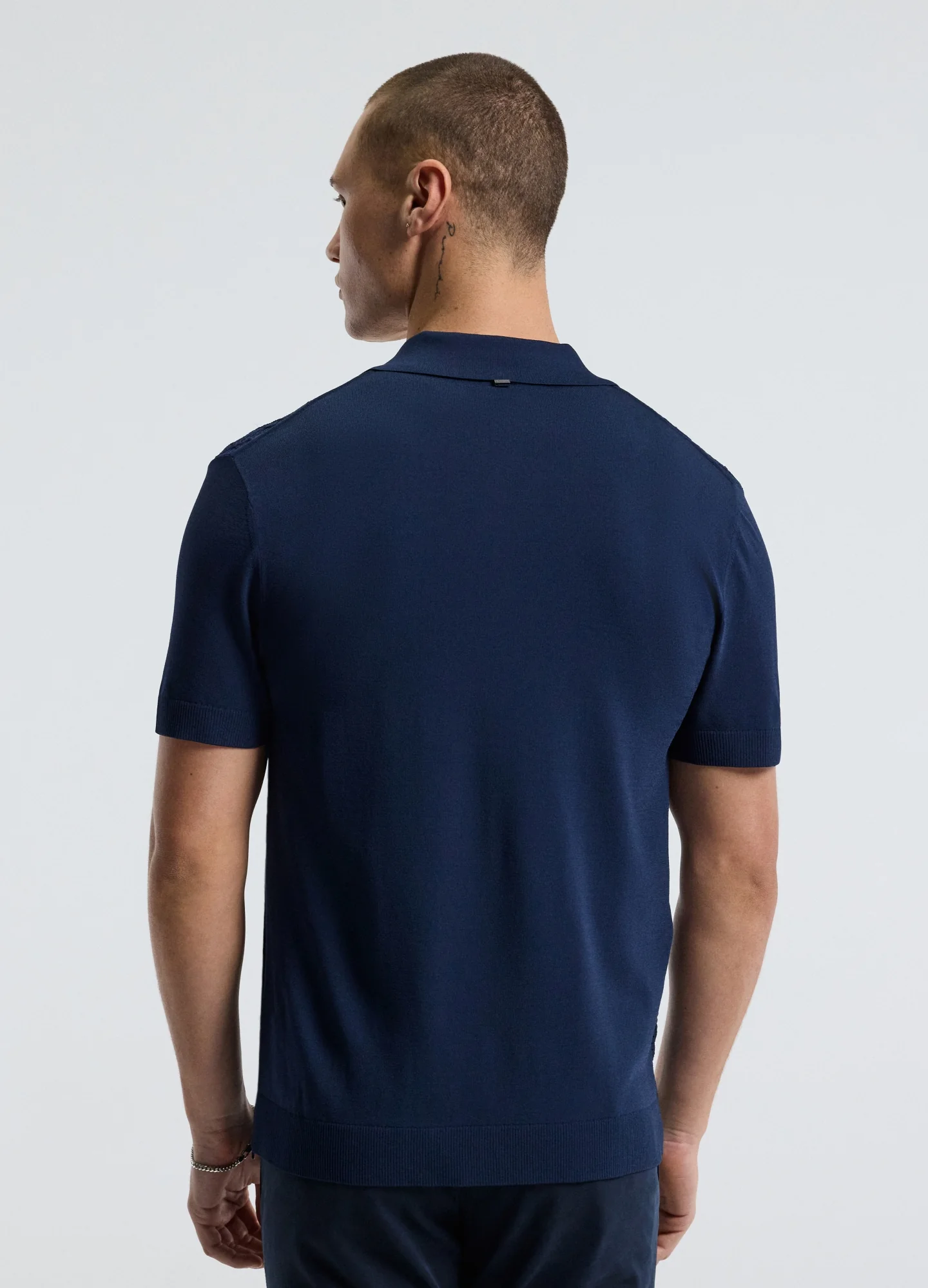 Cable Short Sleeve Knit Shirt Royal Blue - Image 5