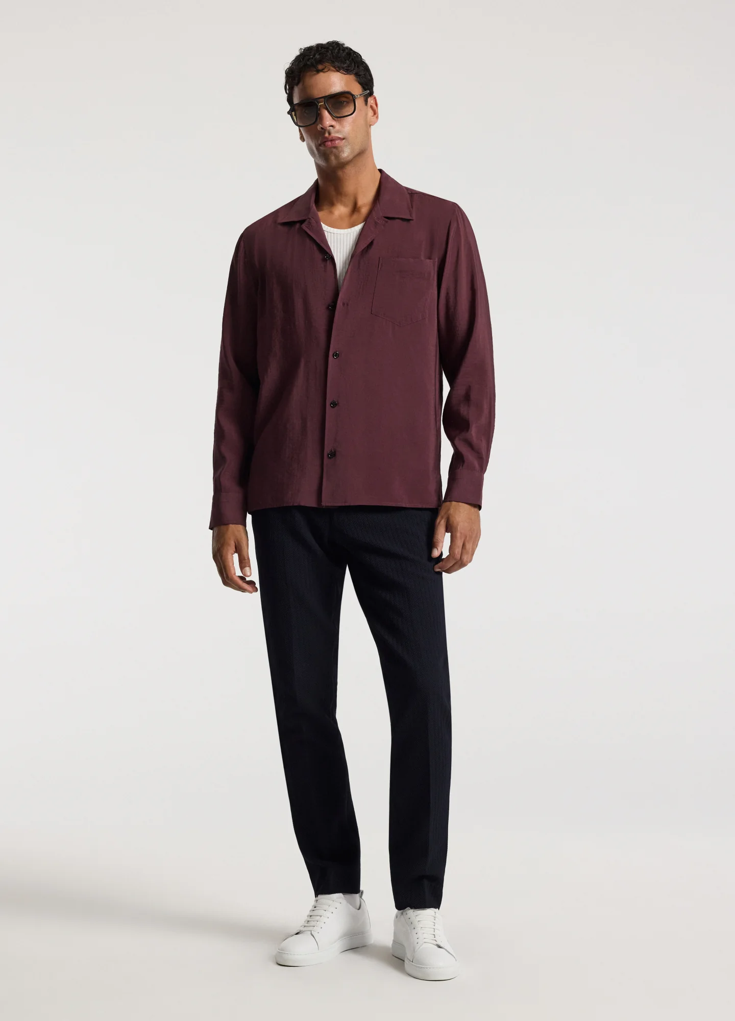 Camp Collar Long Sleeve Shirt Oxblood - Image 2