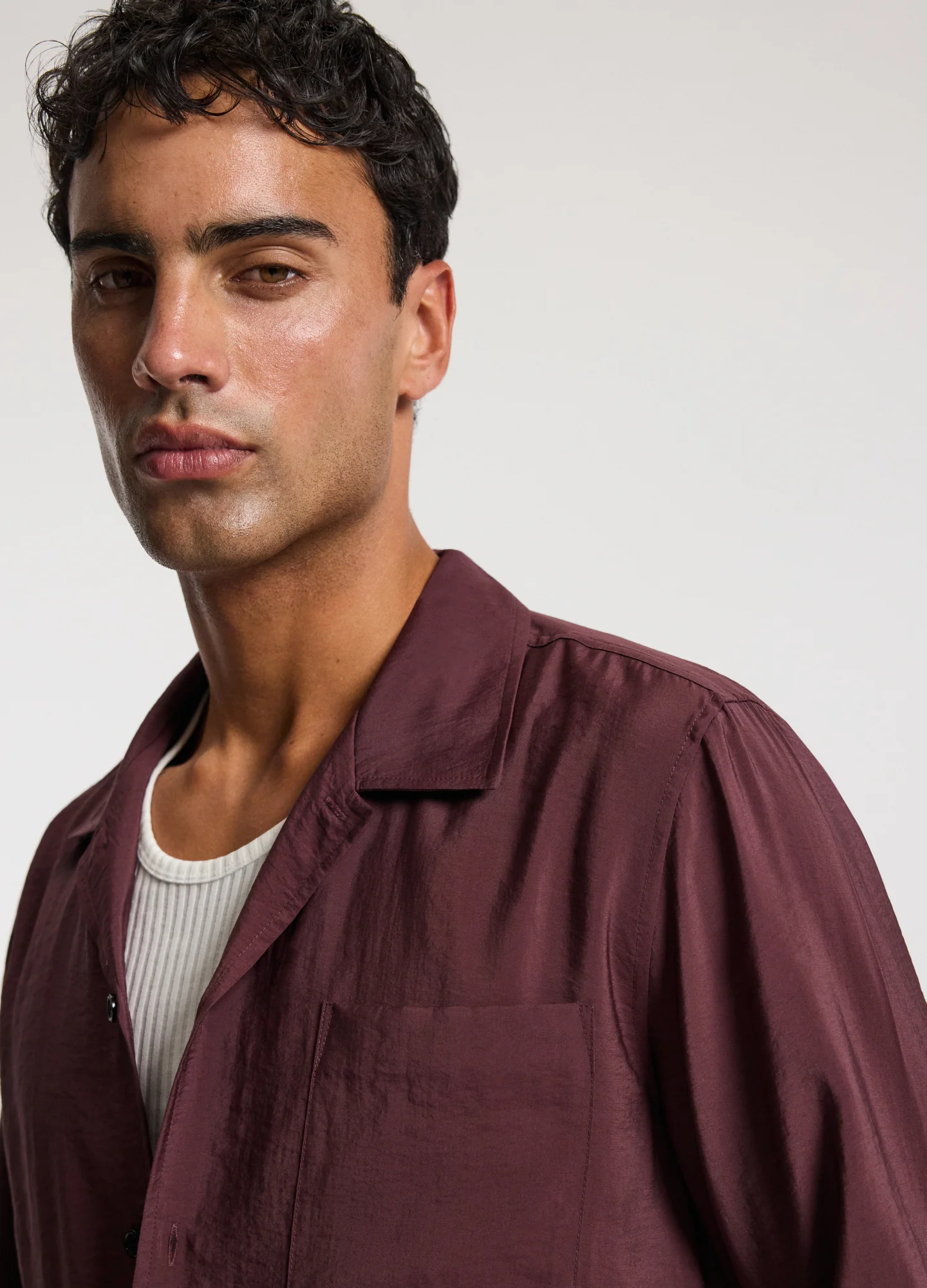 Camp Collar Long Sleeve Shirt Oxblood - Image 4