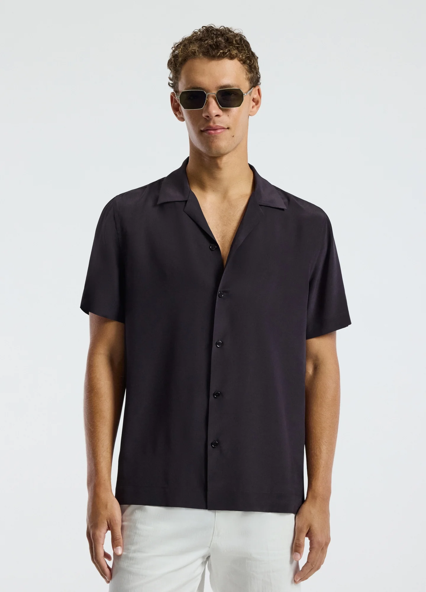 Camp Collar Silk Shirt Currant - Image 3