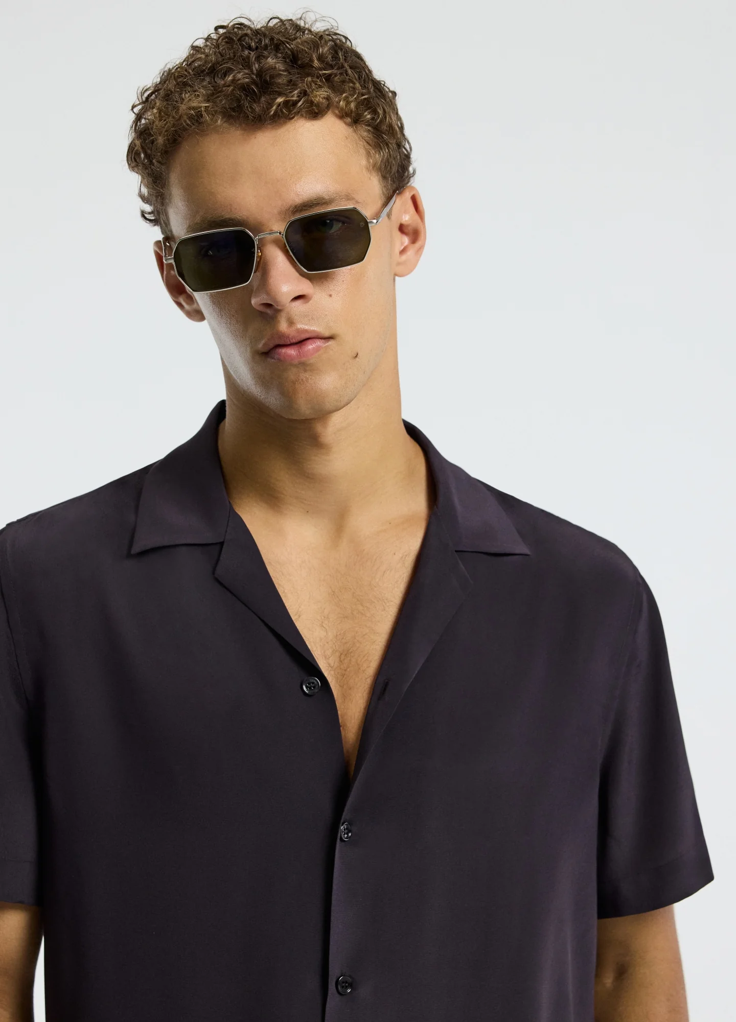 Camp Collar Silk Shirt Currant - Image 4