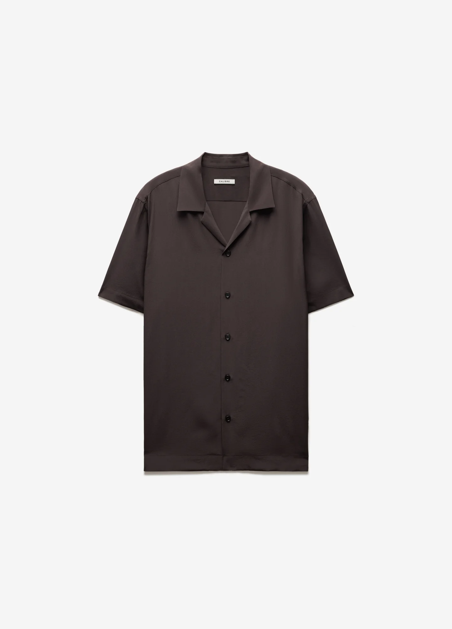 Camp Collar Silk Shirt Espresso
