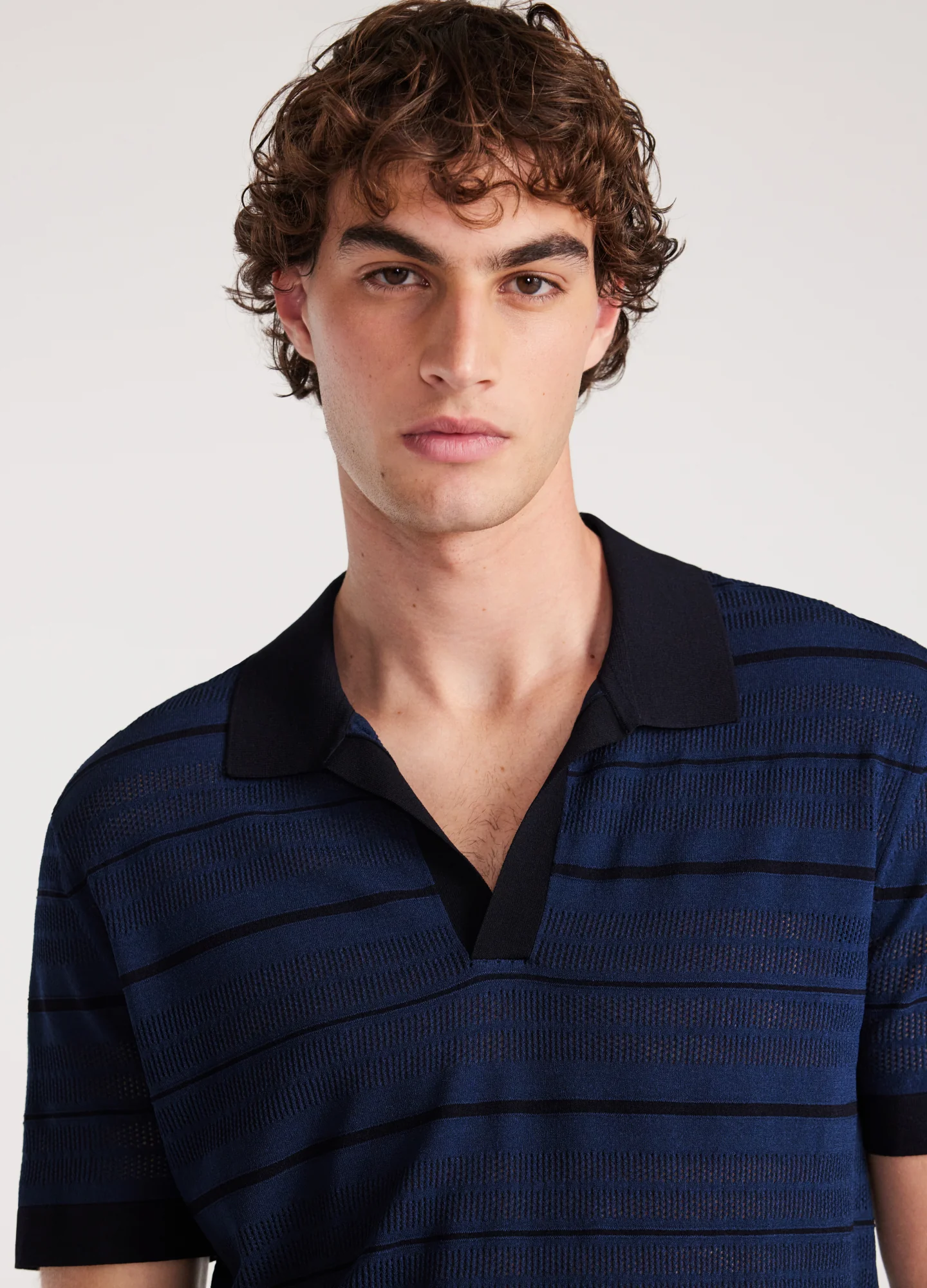 Camp Collar Striped Polo Delft Blue - Image 4