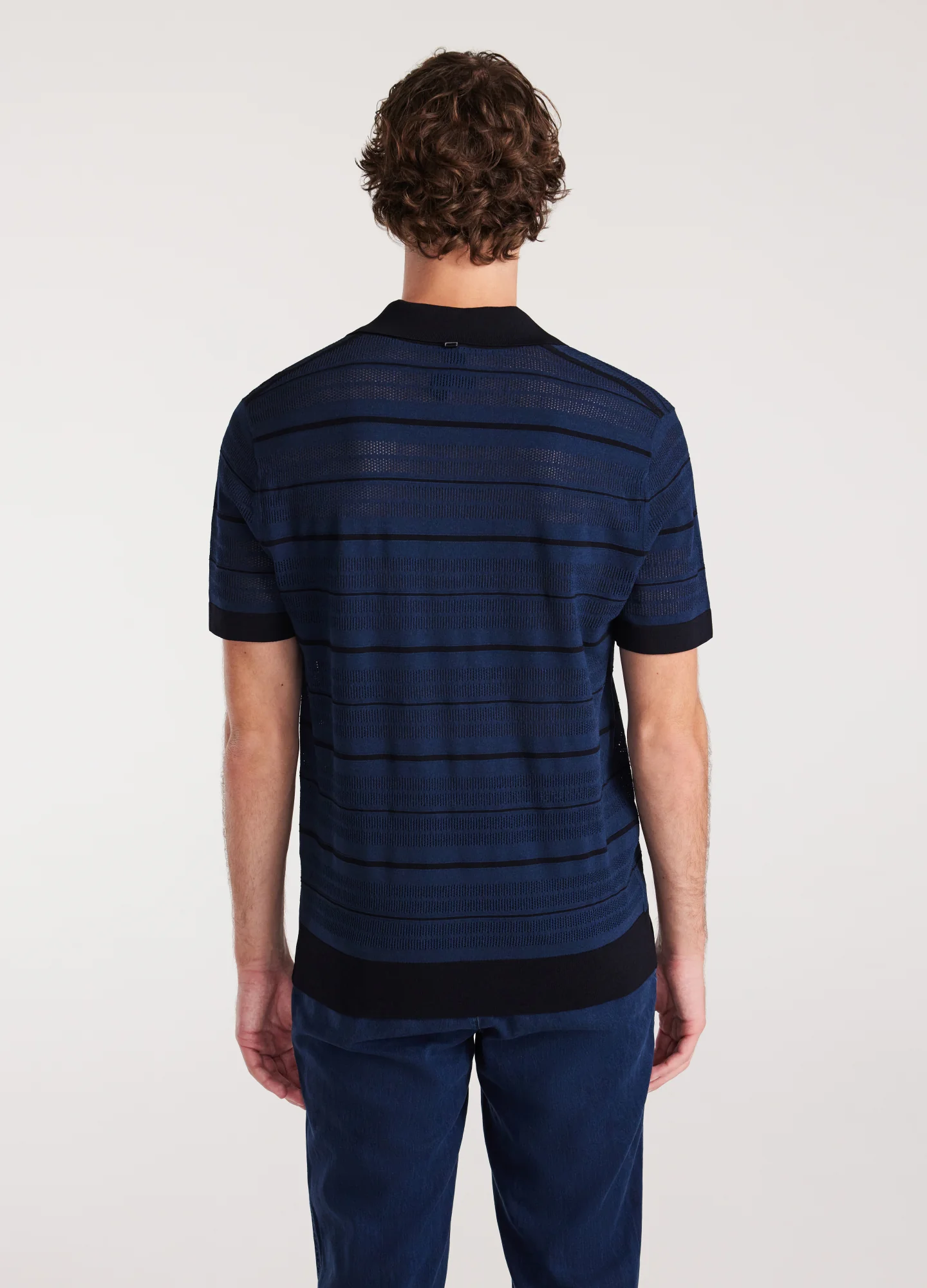 Camp Collar Striped Polo Delft Blue - Image 5