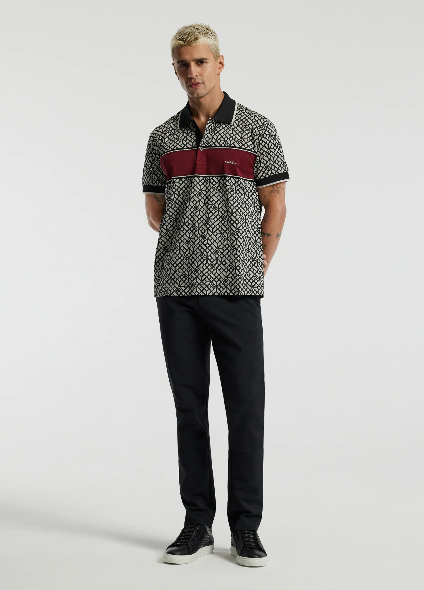 Chest Panel Jacquard Polo Wine - Image 2