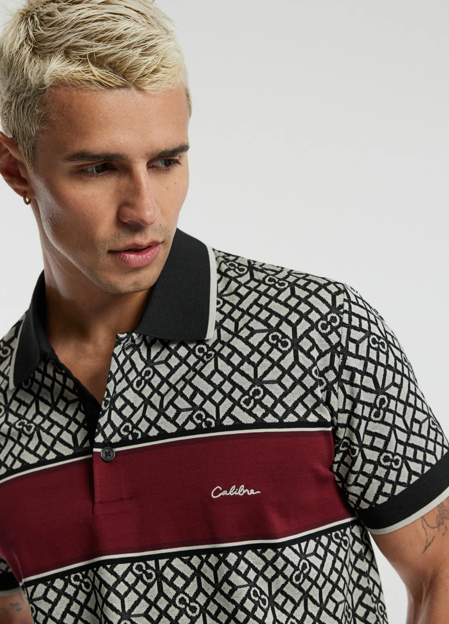 Chest Panel Jacquard Polo Wine - Image 4