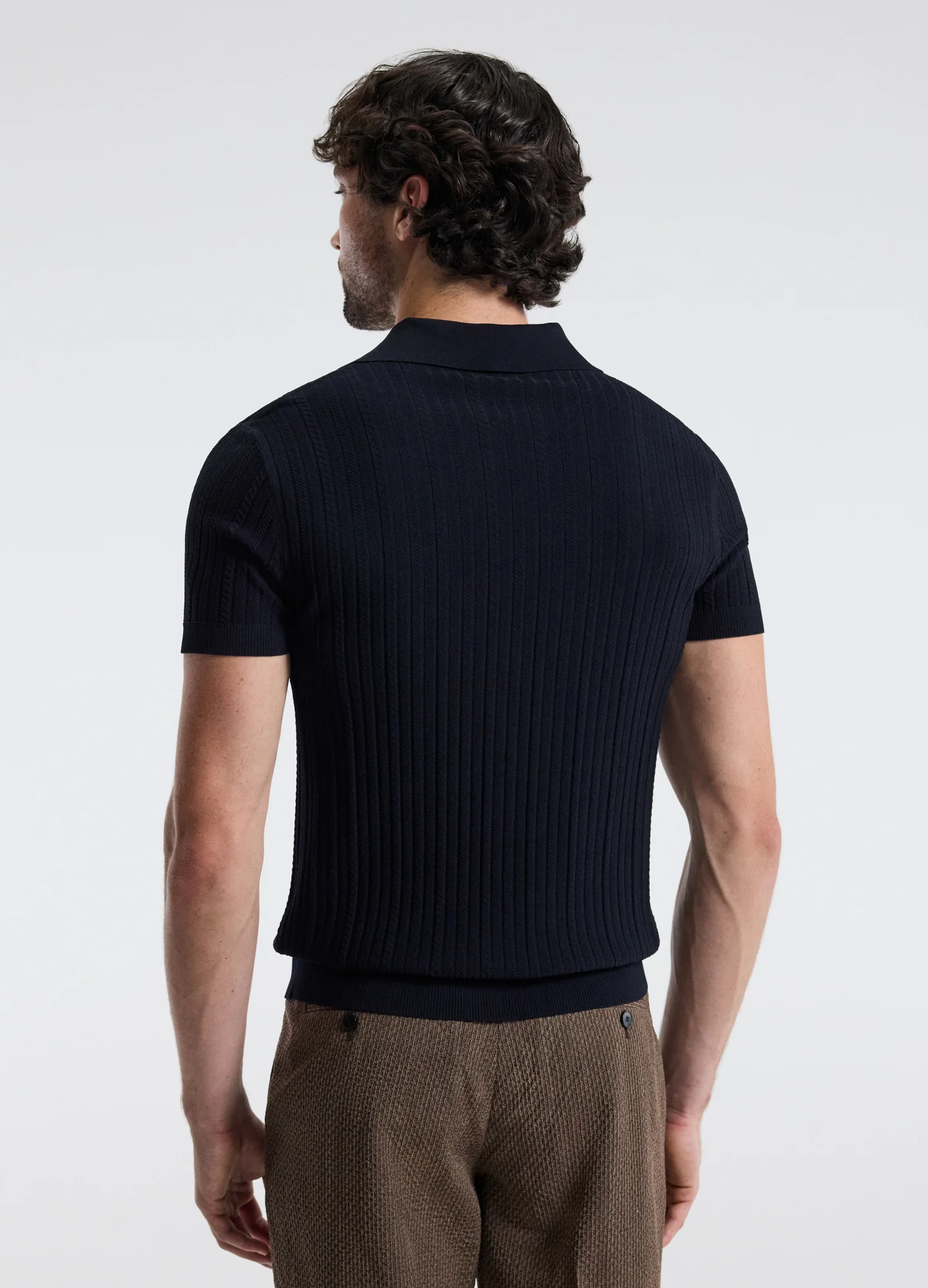 Collared Technical Knit Polo Navy - Image 4