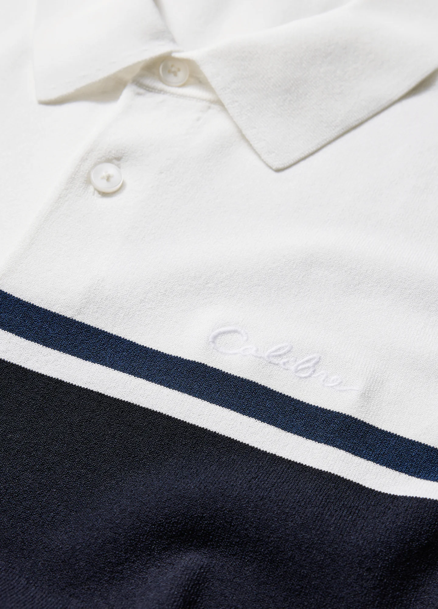 Contrast Block Stripe Polo Navy - Image 6