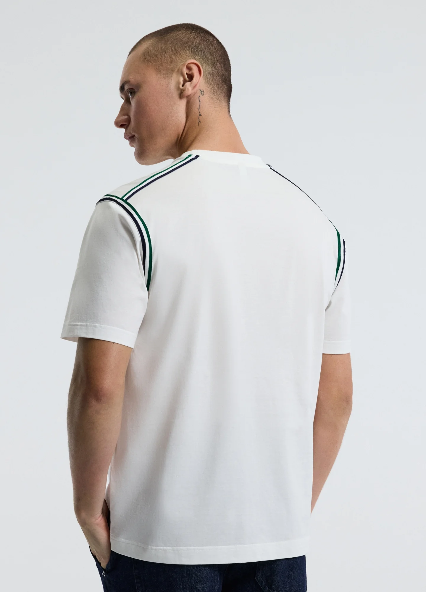 Contrast Trim T-shirt Off White - Image 5