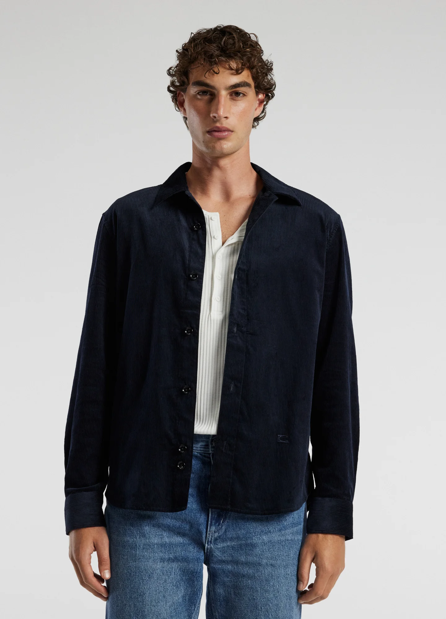 Cord Shirt Navy - Image 3