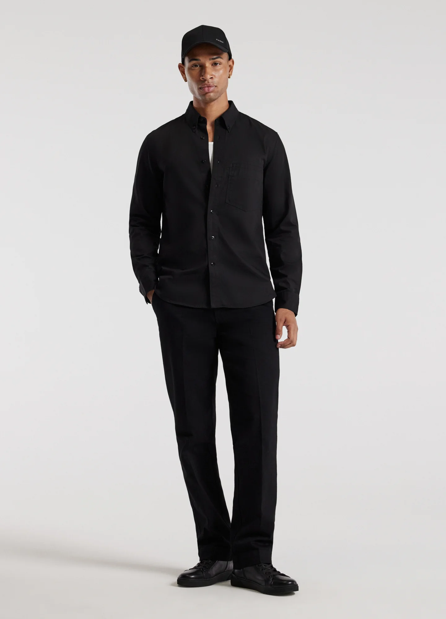 Cotton Double Pocket Shirt Black - Image 2