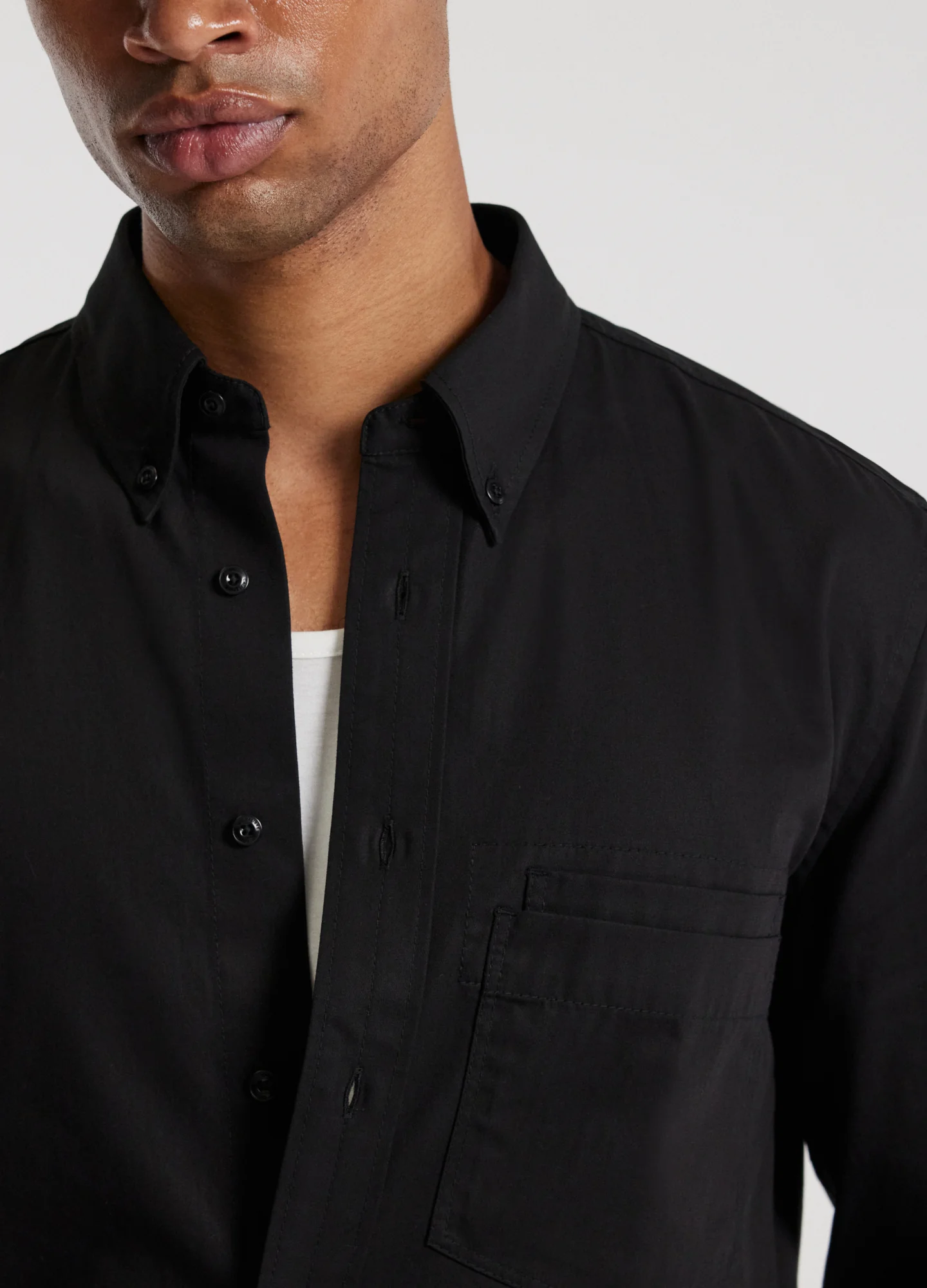 Cotton Double Pocket Shirt Black - Image 4