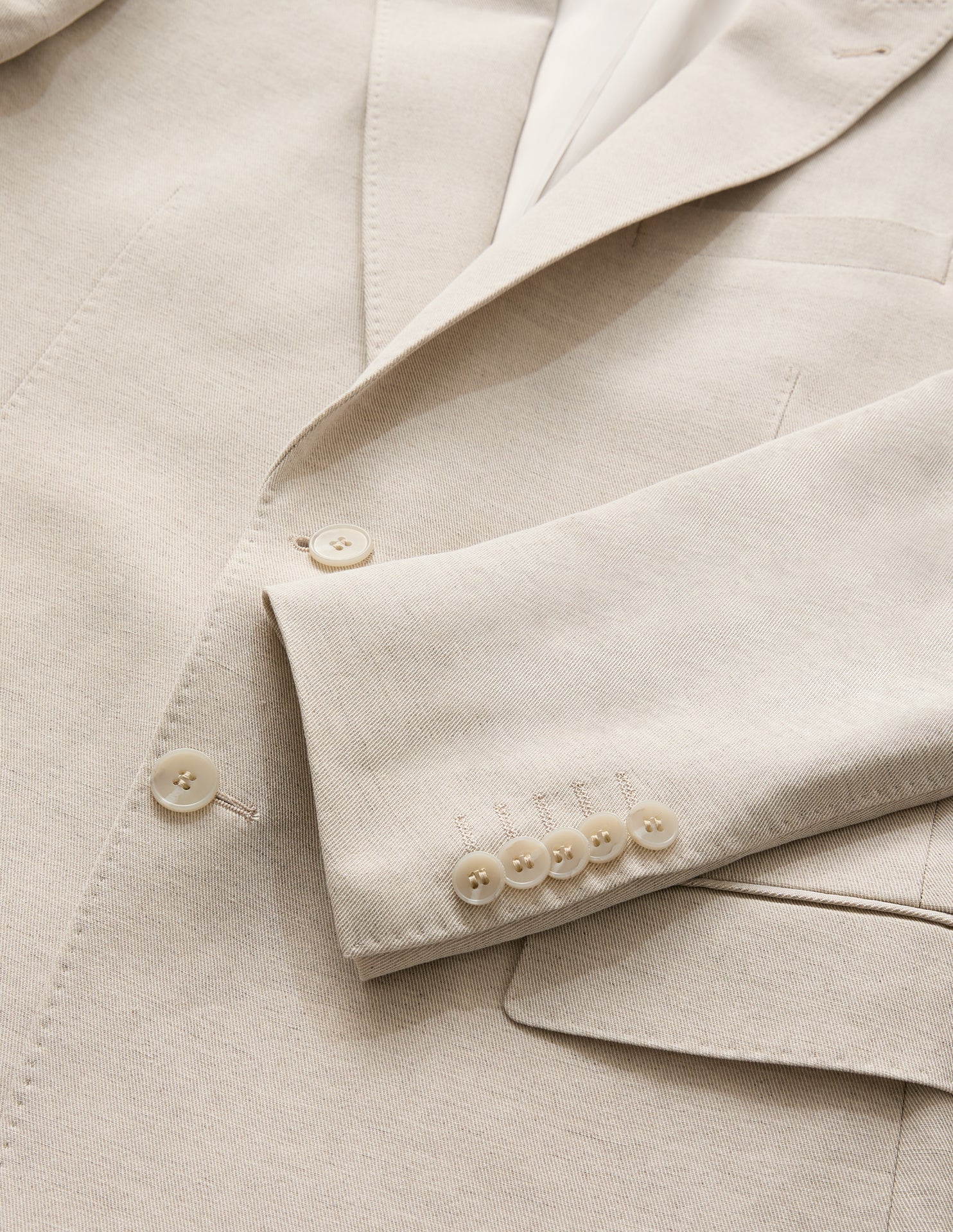 Linen Cotton Twill Suit Jacket Natural - Image 8