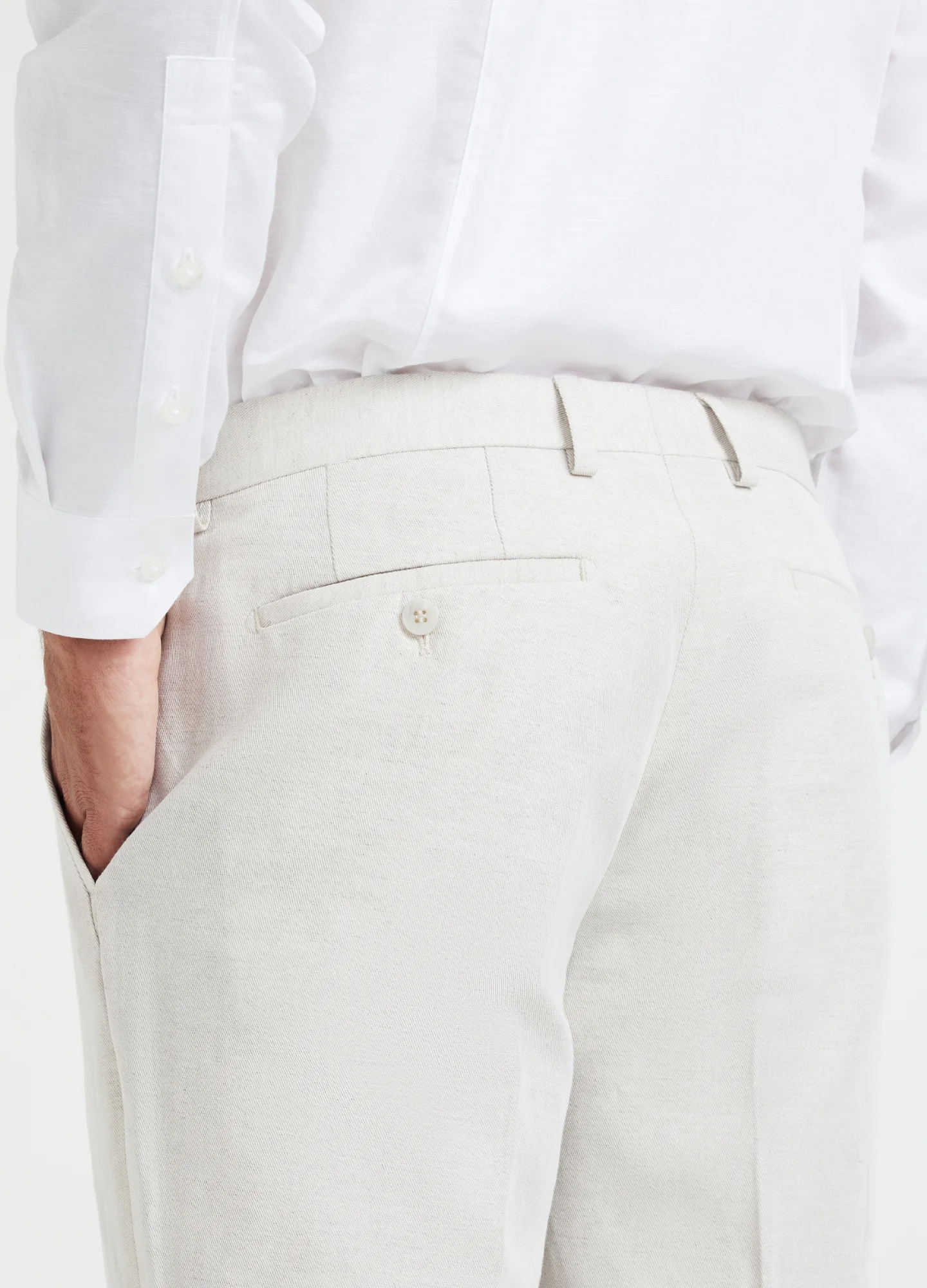 Linen Cotton Twill Suit Pants Natural - Image 4