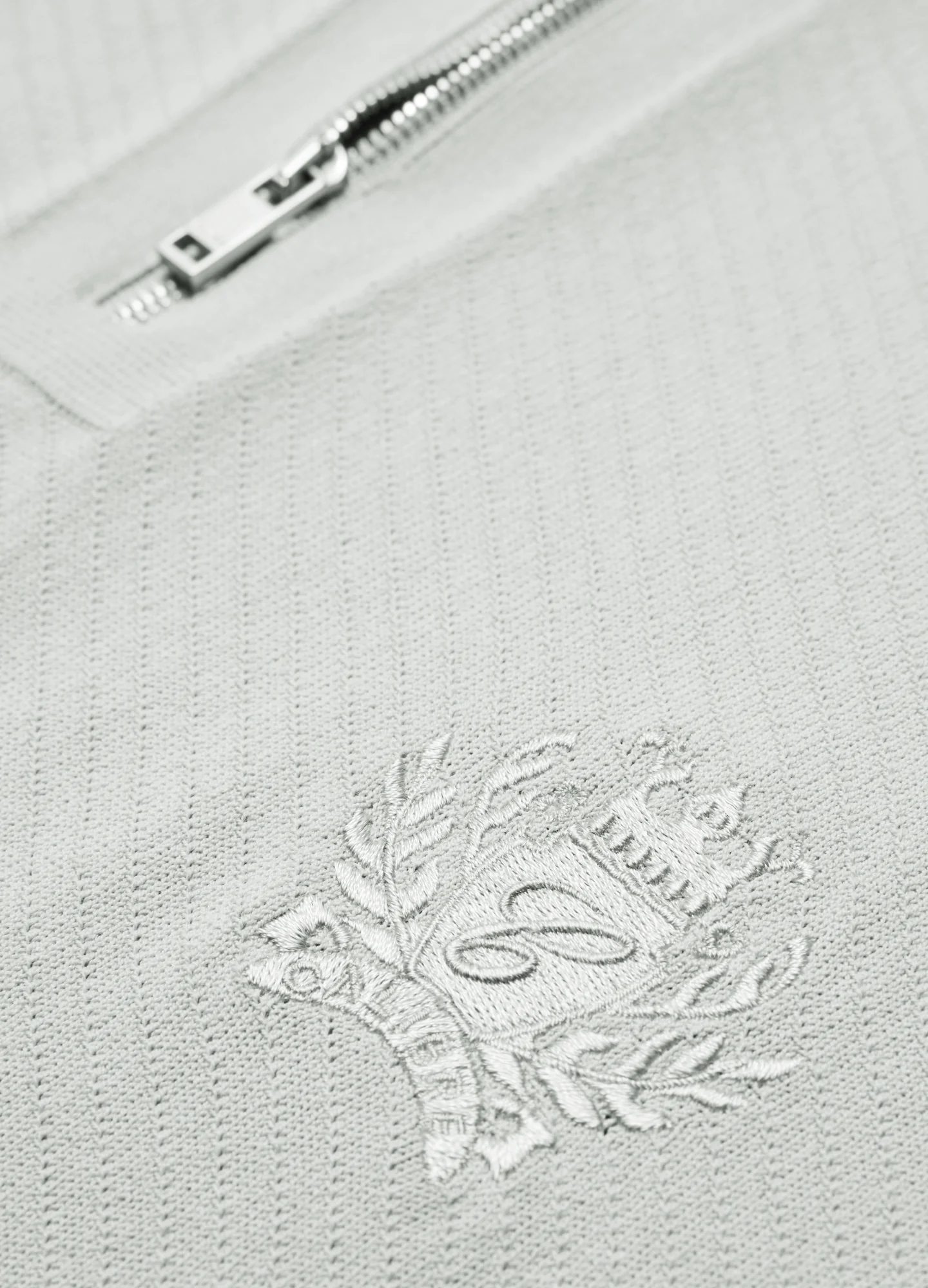 Cotton Zip Neck Polo Silver - Image 6