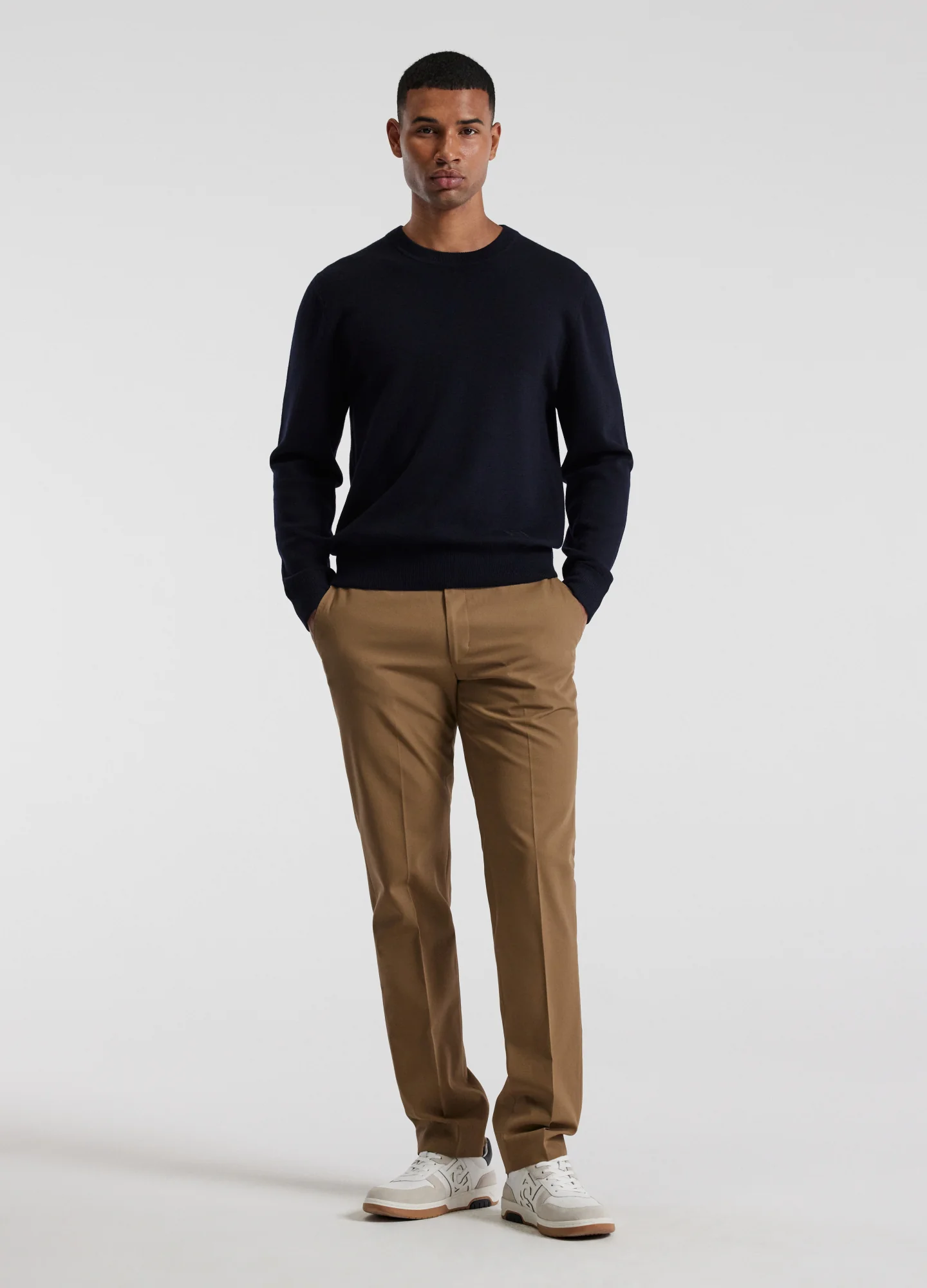 Crew Neck Merino Sweater Navy - Image 2