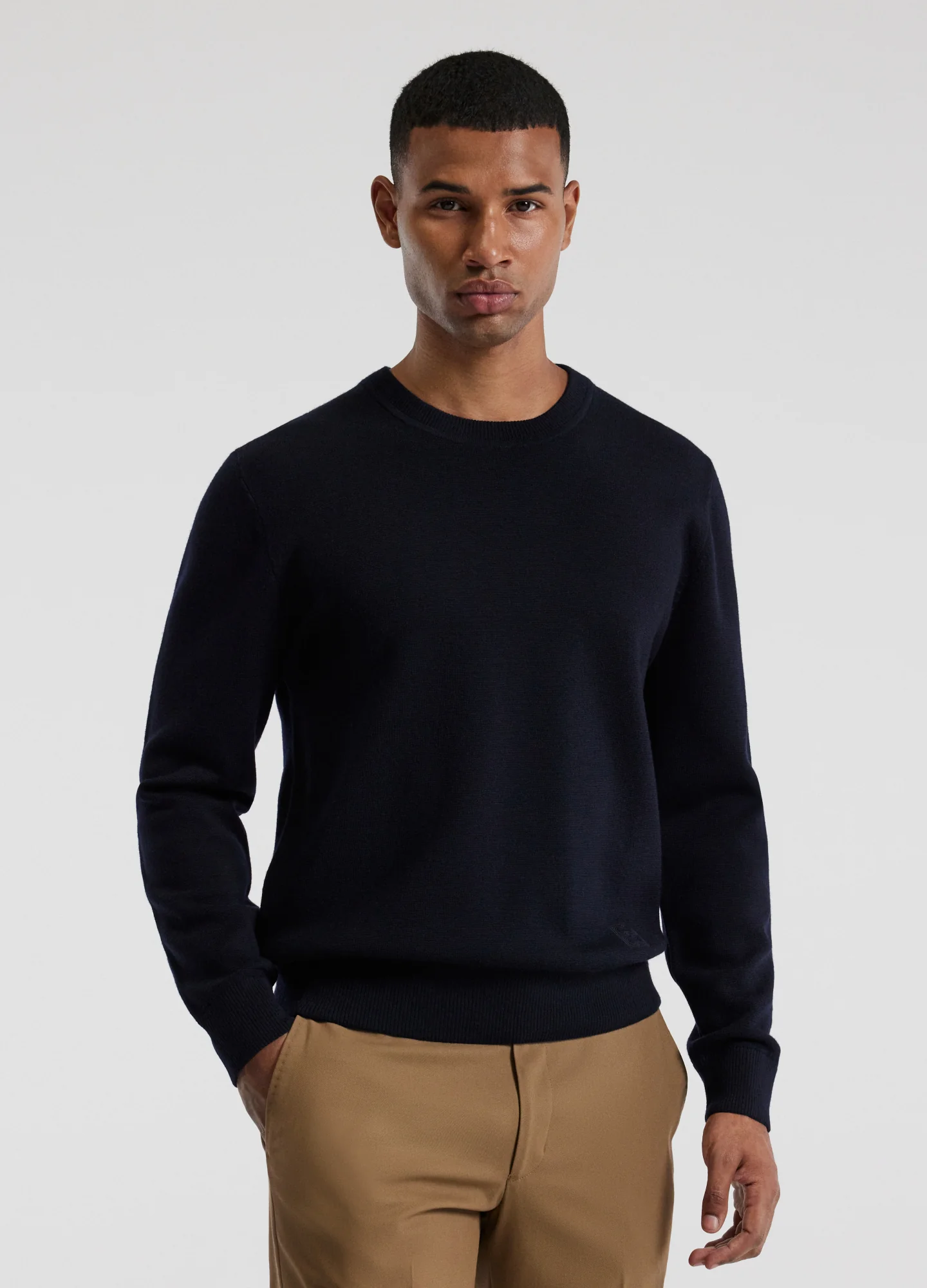 Crew Neck Merino Sweater Navy - Image 3