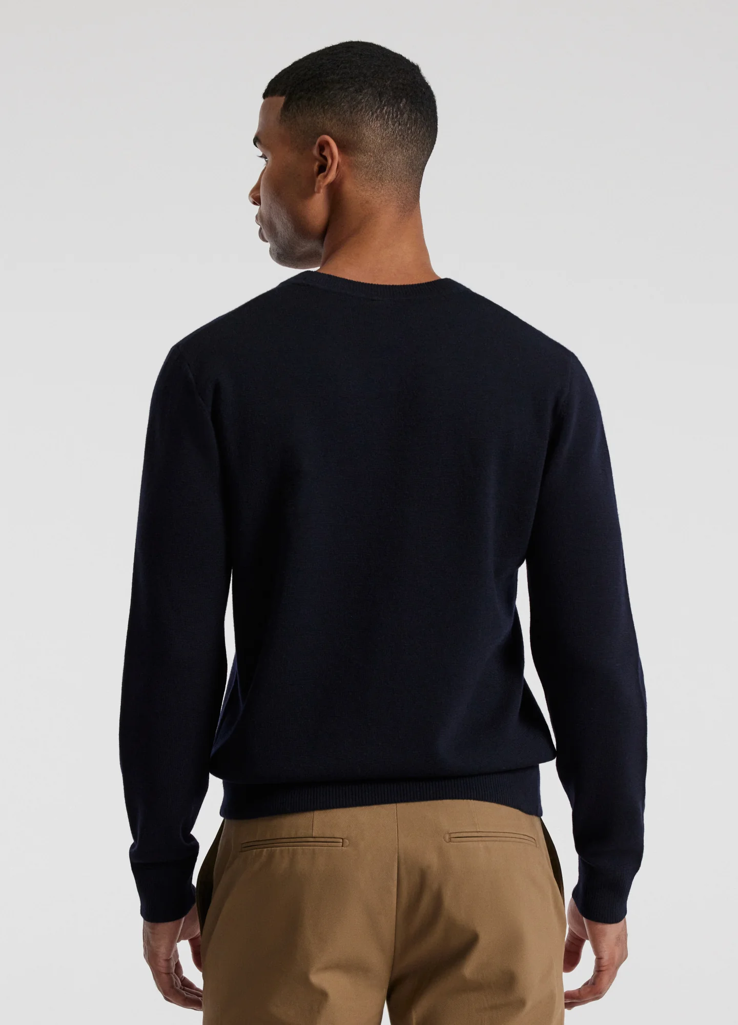 Crew Neck Merino Sweater Navy - Image 5
