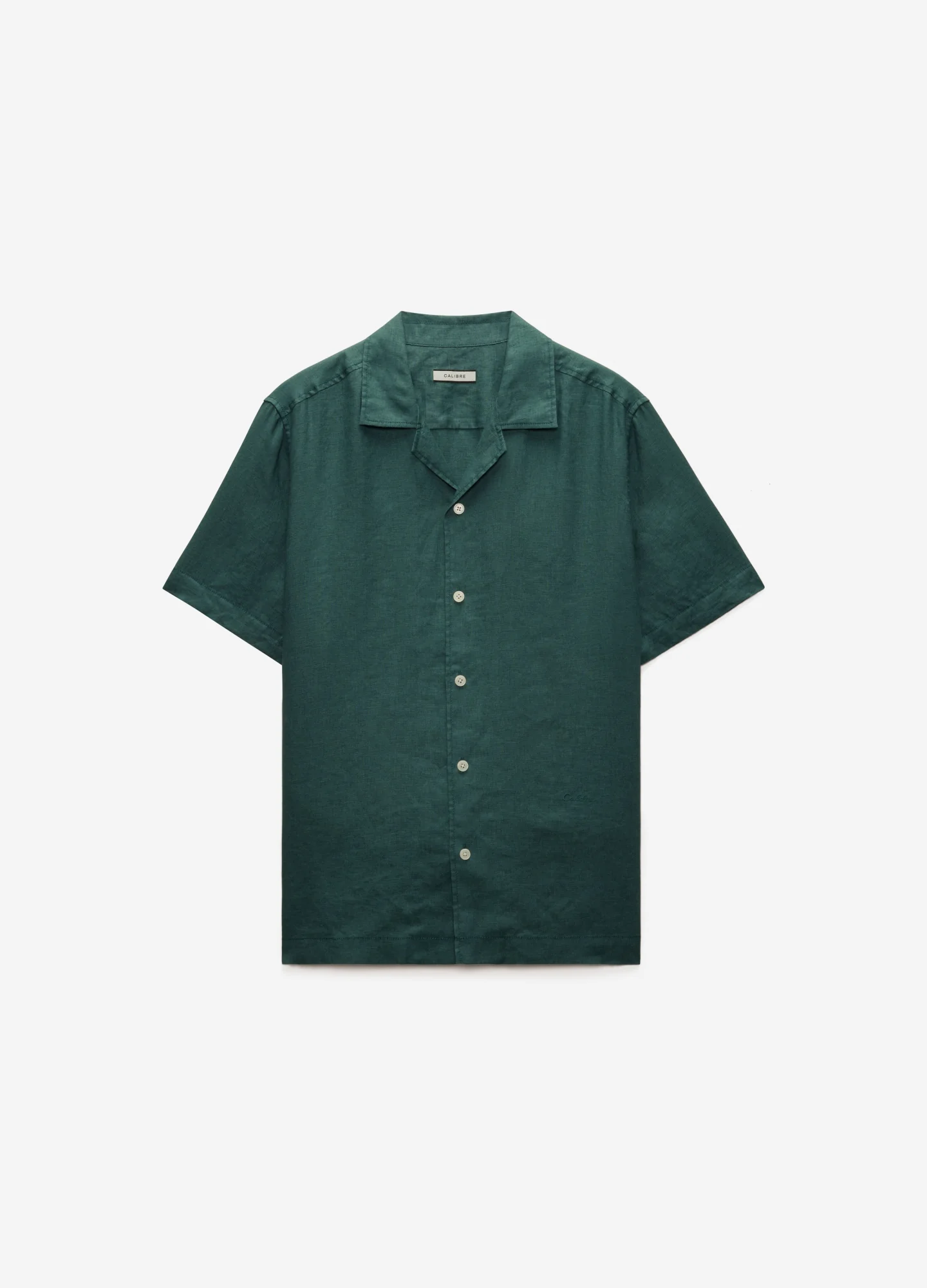 Cuff Detail Short Sleeve Linen Shirt Sea Green