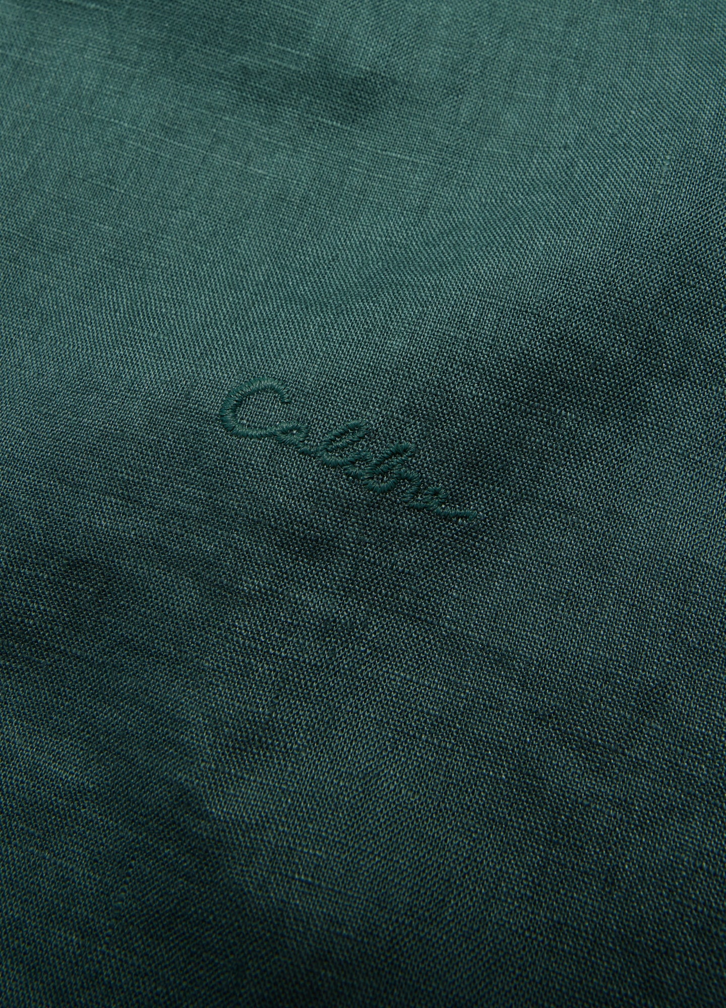 Cuff Detail Short Sleeve Linen Shirt Sea Green - Image 6