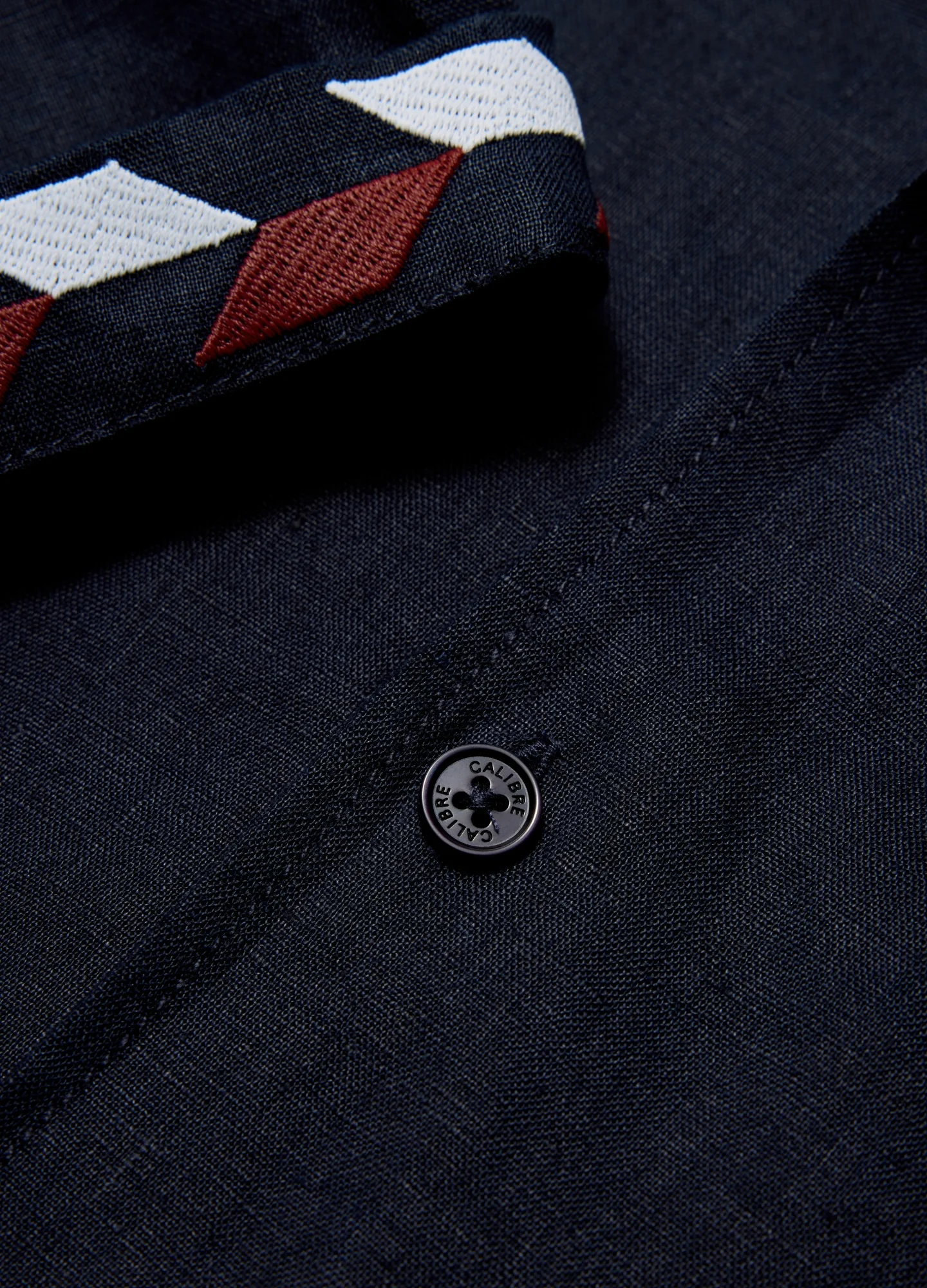 Cuff Detail Short Sleeved Linen Shirt Navy - Image 6