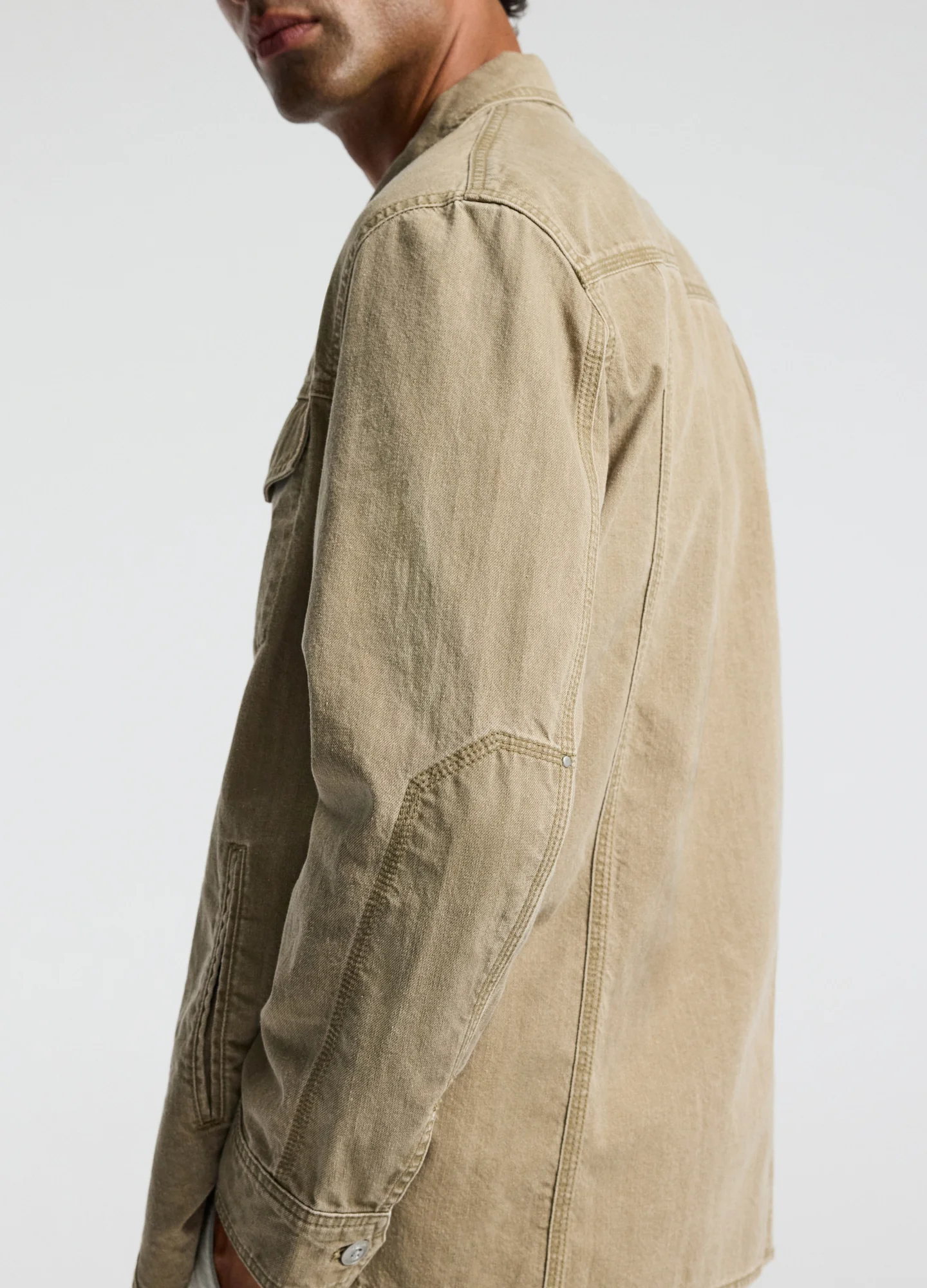 Denim Shirt Jacket Putty - Image 4