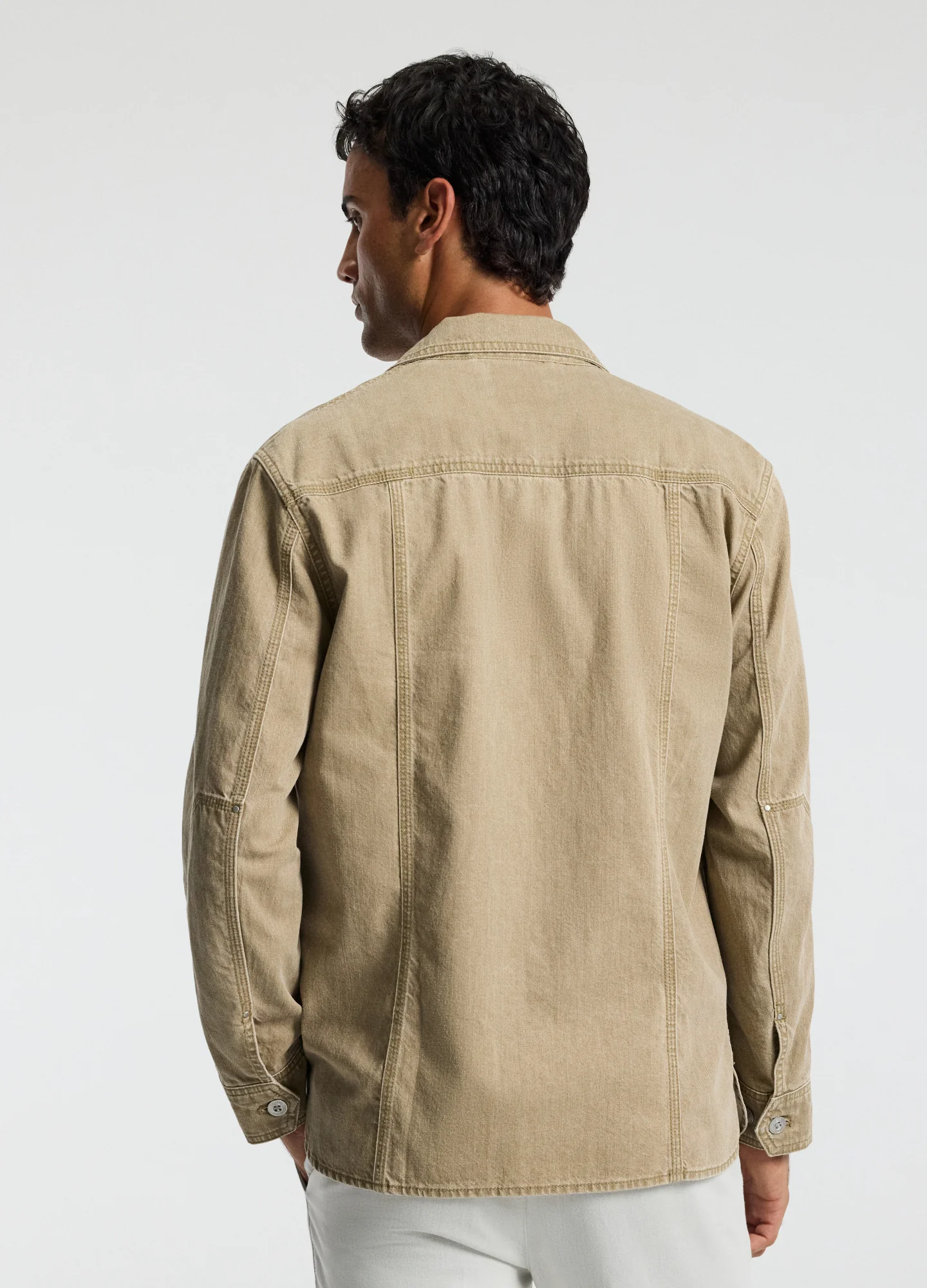 Denim Shirt Jacket Putty - Image 5