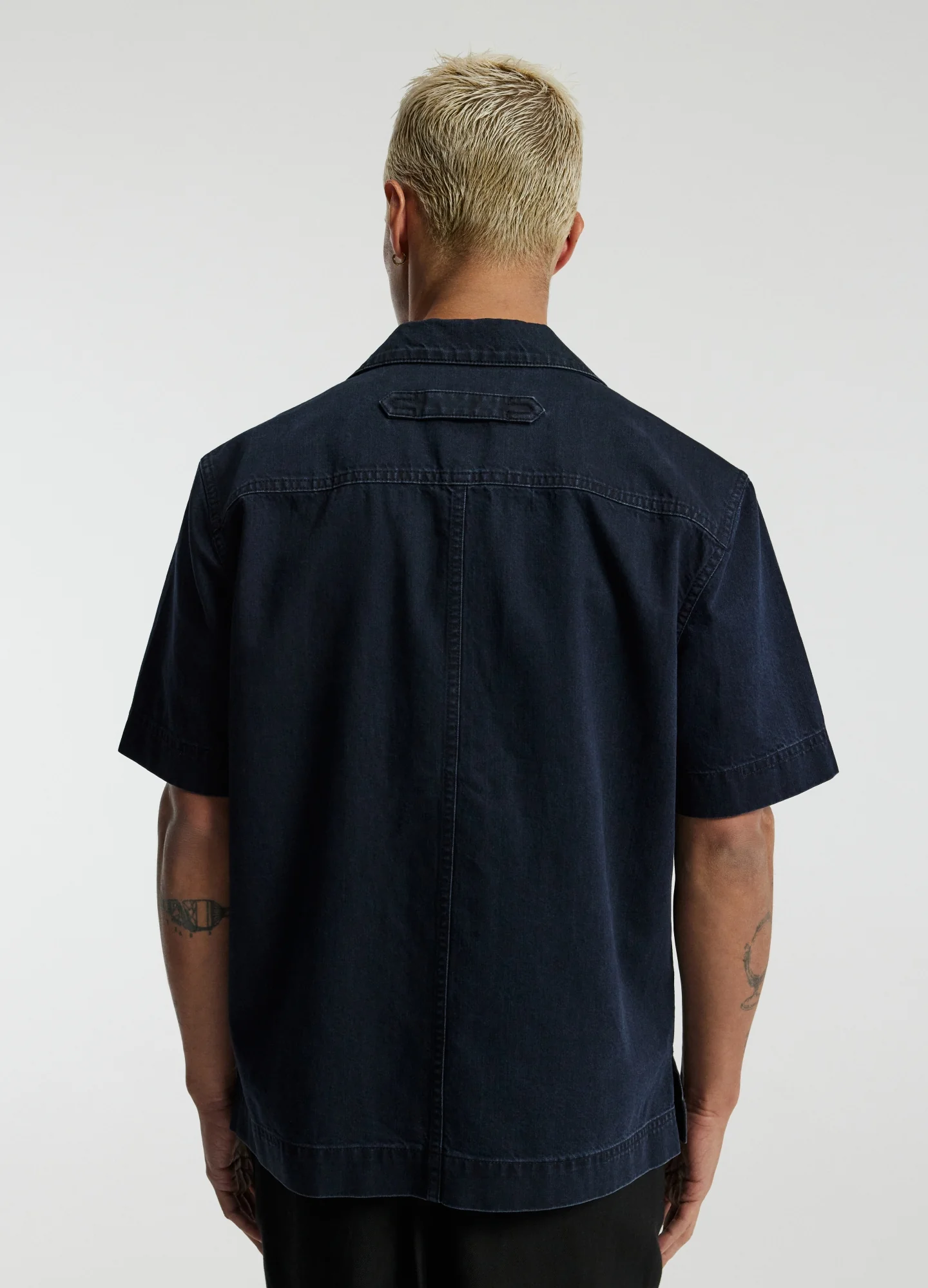 Denim Short Sleeved Overshirt Blue Black - Image 5