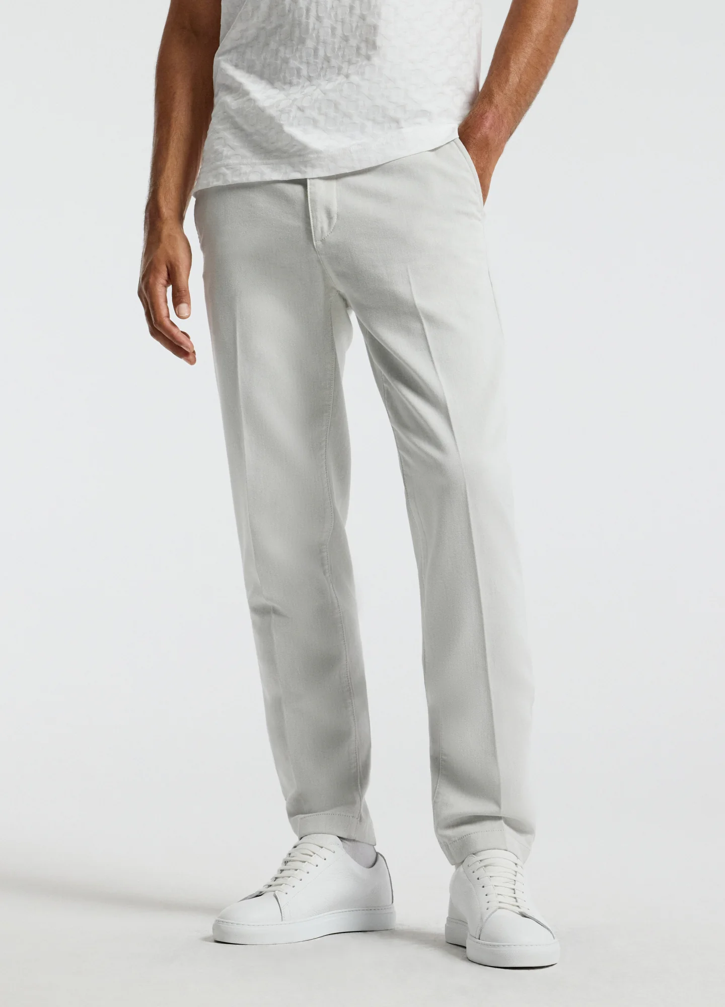 Dobby Denim Drawstring Pants Almond - Image 3