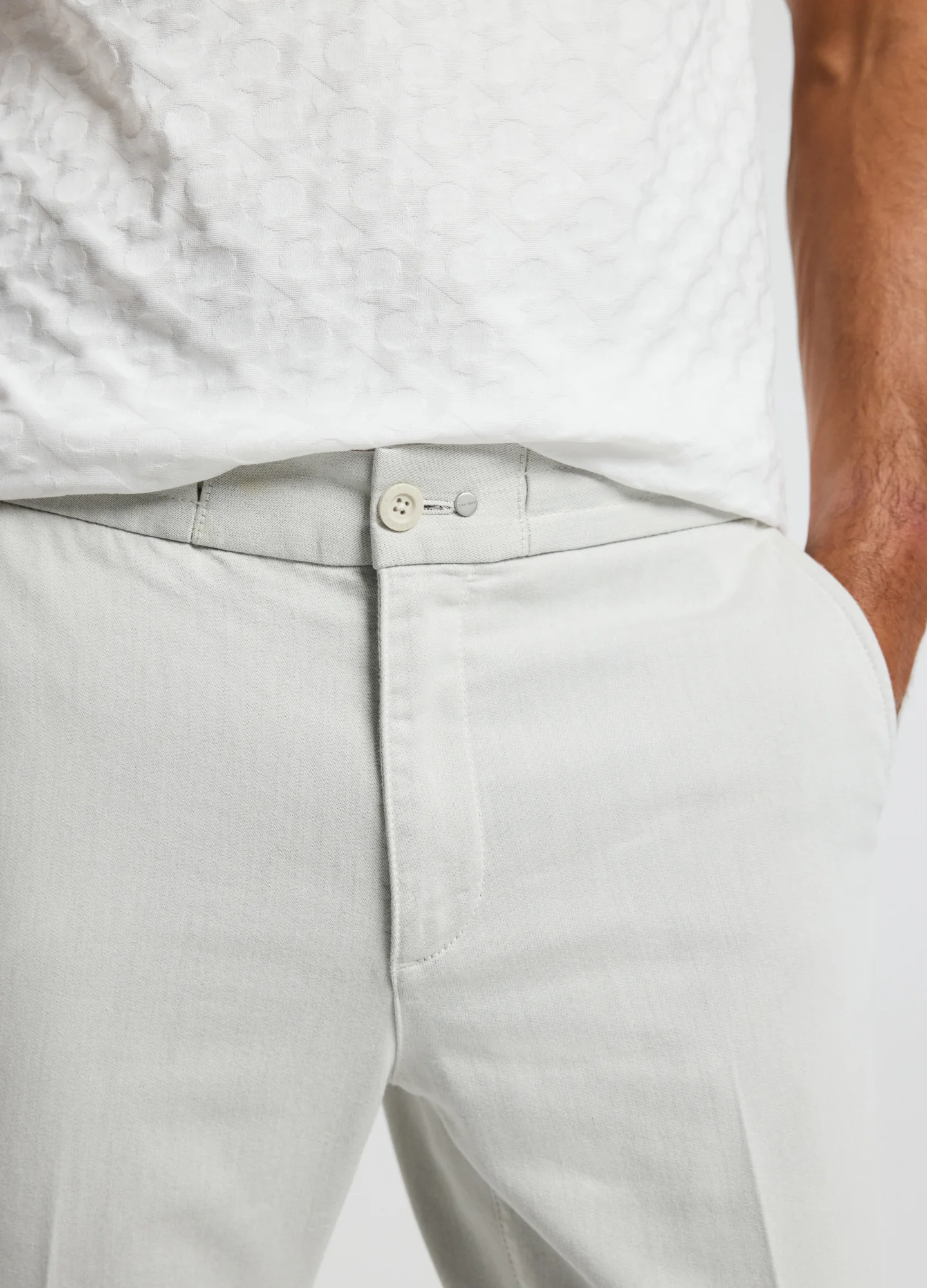 Dobby Denim Drawstring Pants Almond - Image 4
