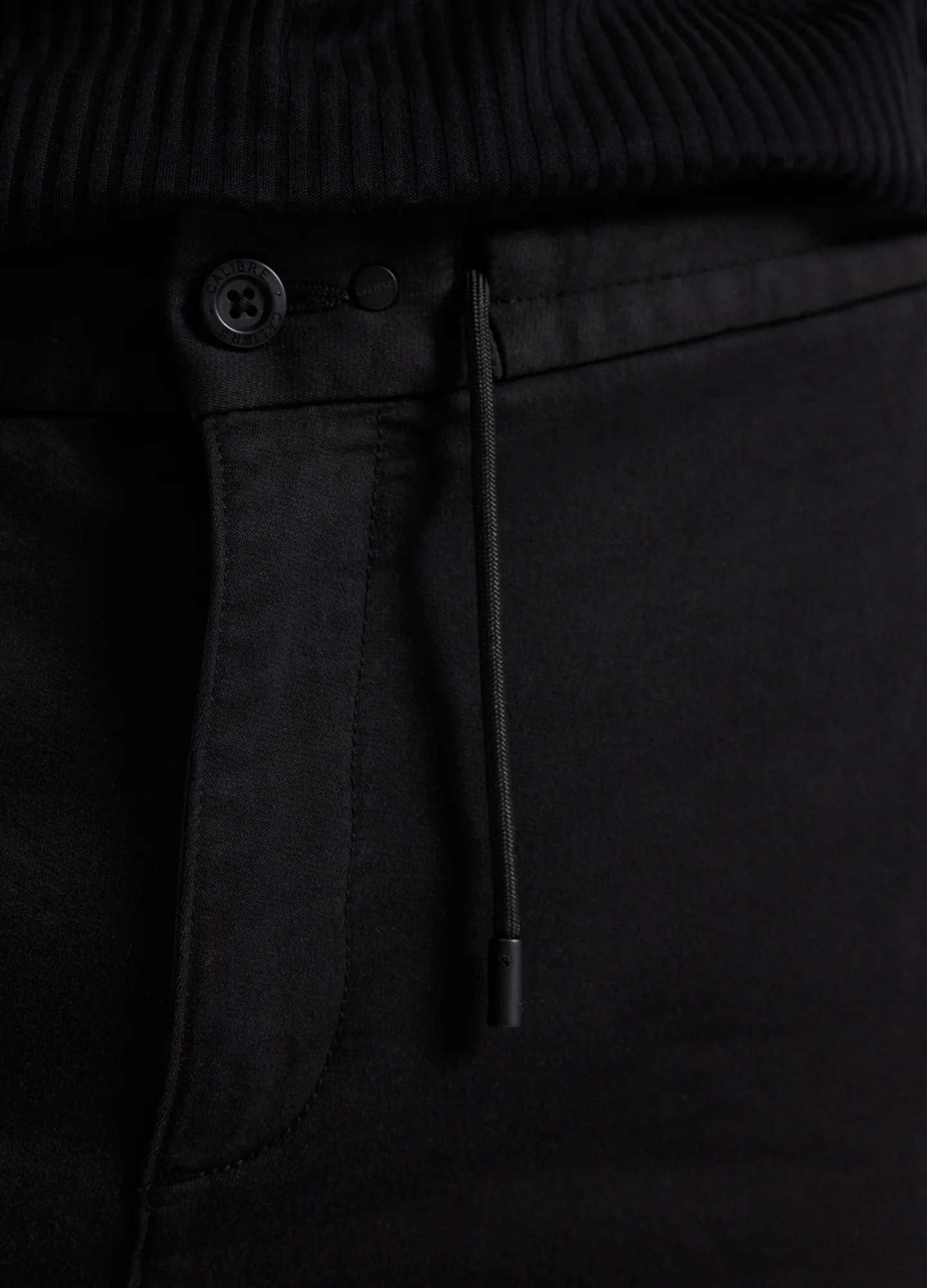 Dobby Denim Drawstring Pants Black - Image 4
