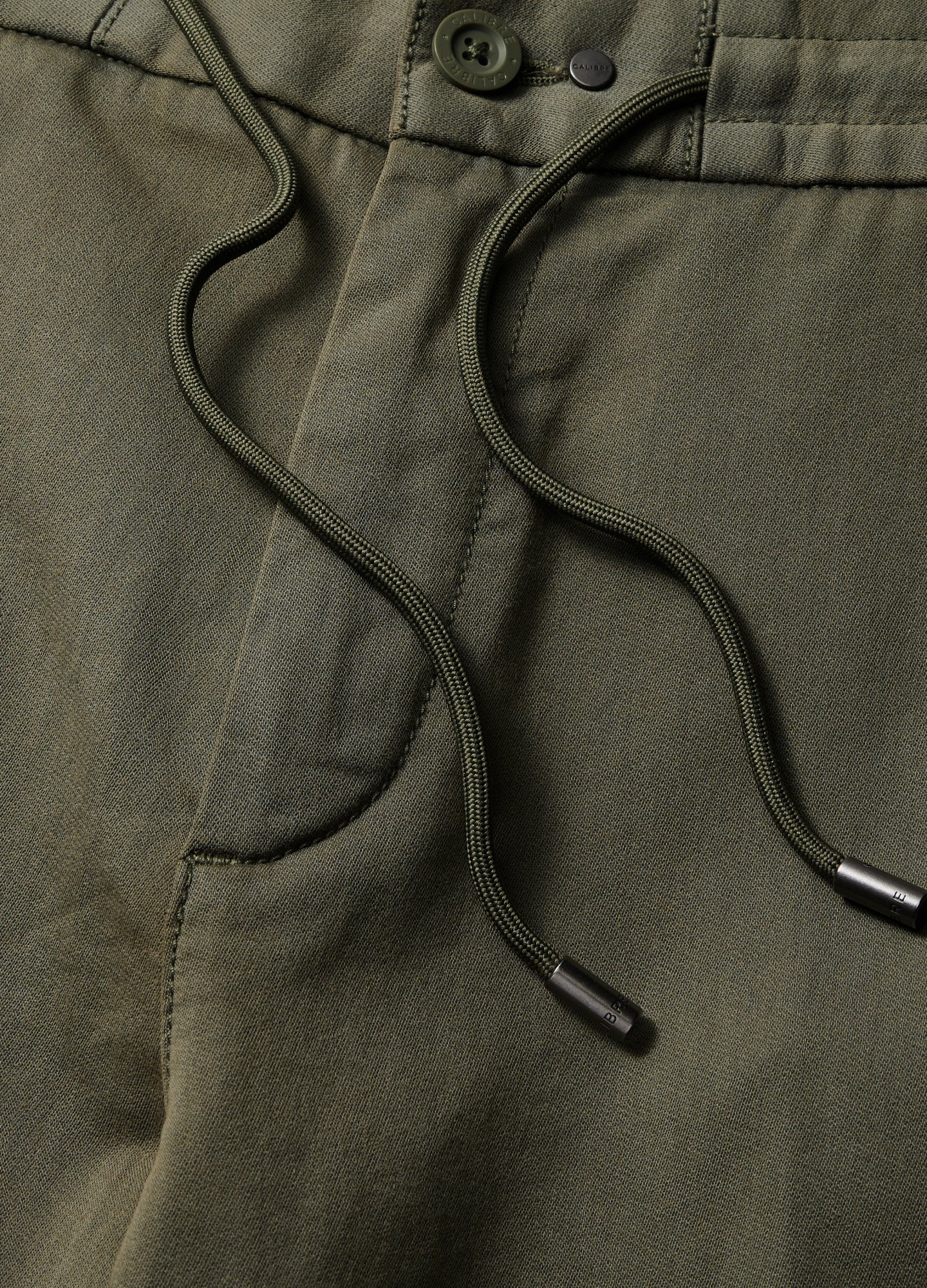 Dobby Denim Drawstring Pants Khaki - Image 6