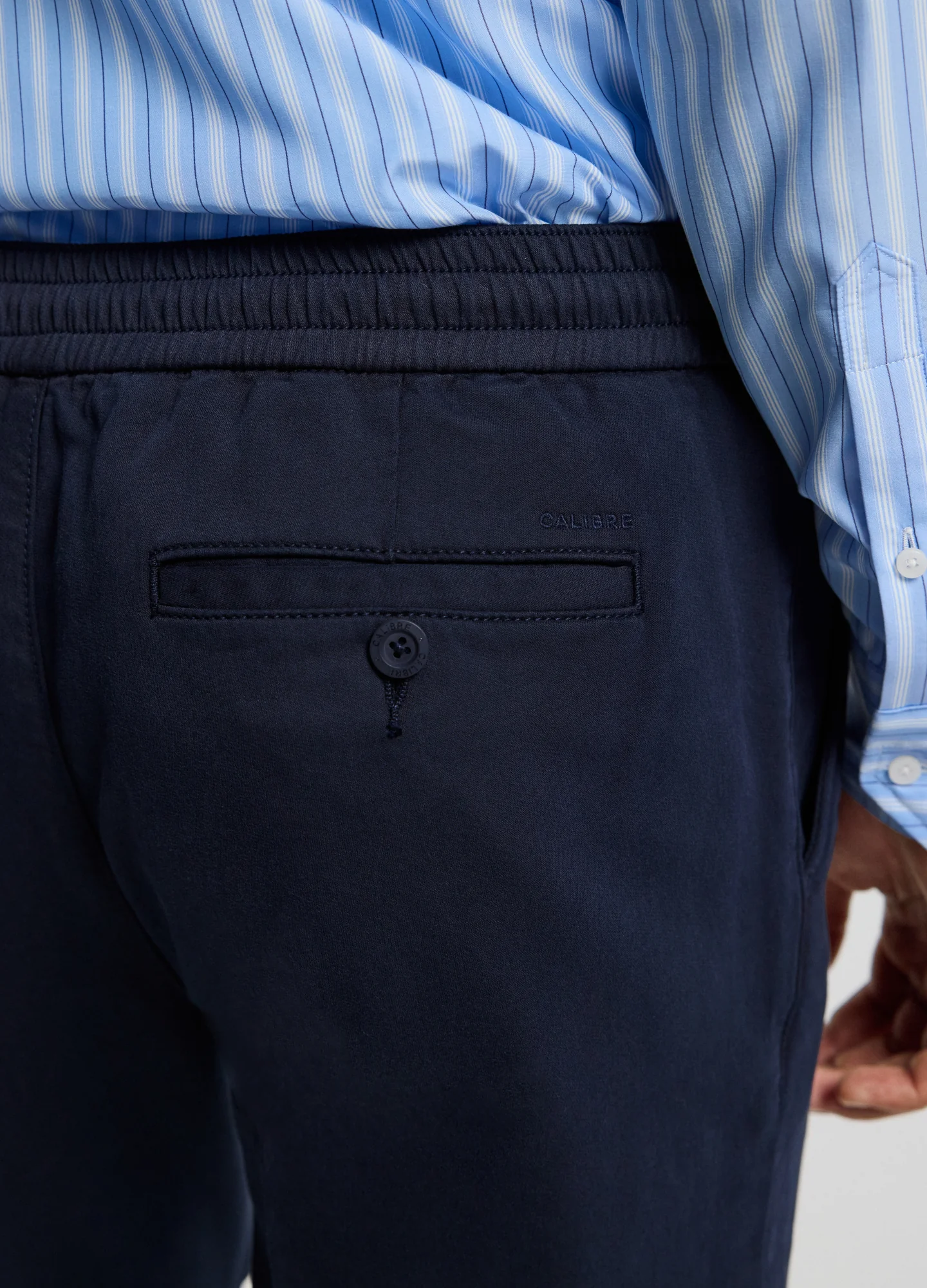Dobby Denim Drawstring Pants Navy - Image 4
