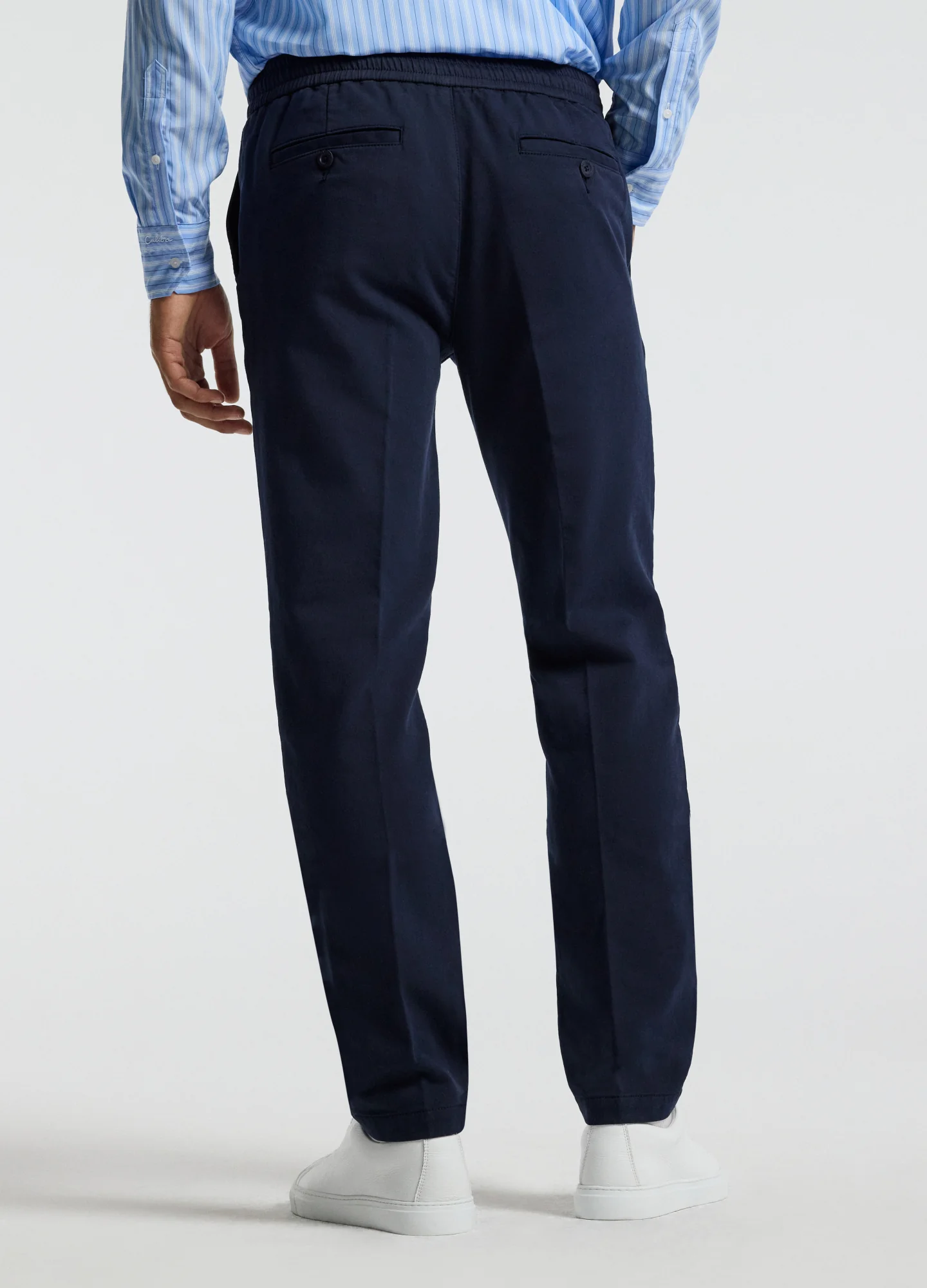 Dobby Denim Drawstring Pants Navy - Image 5