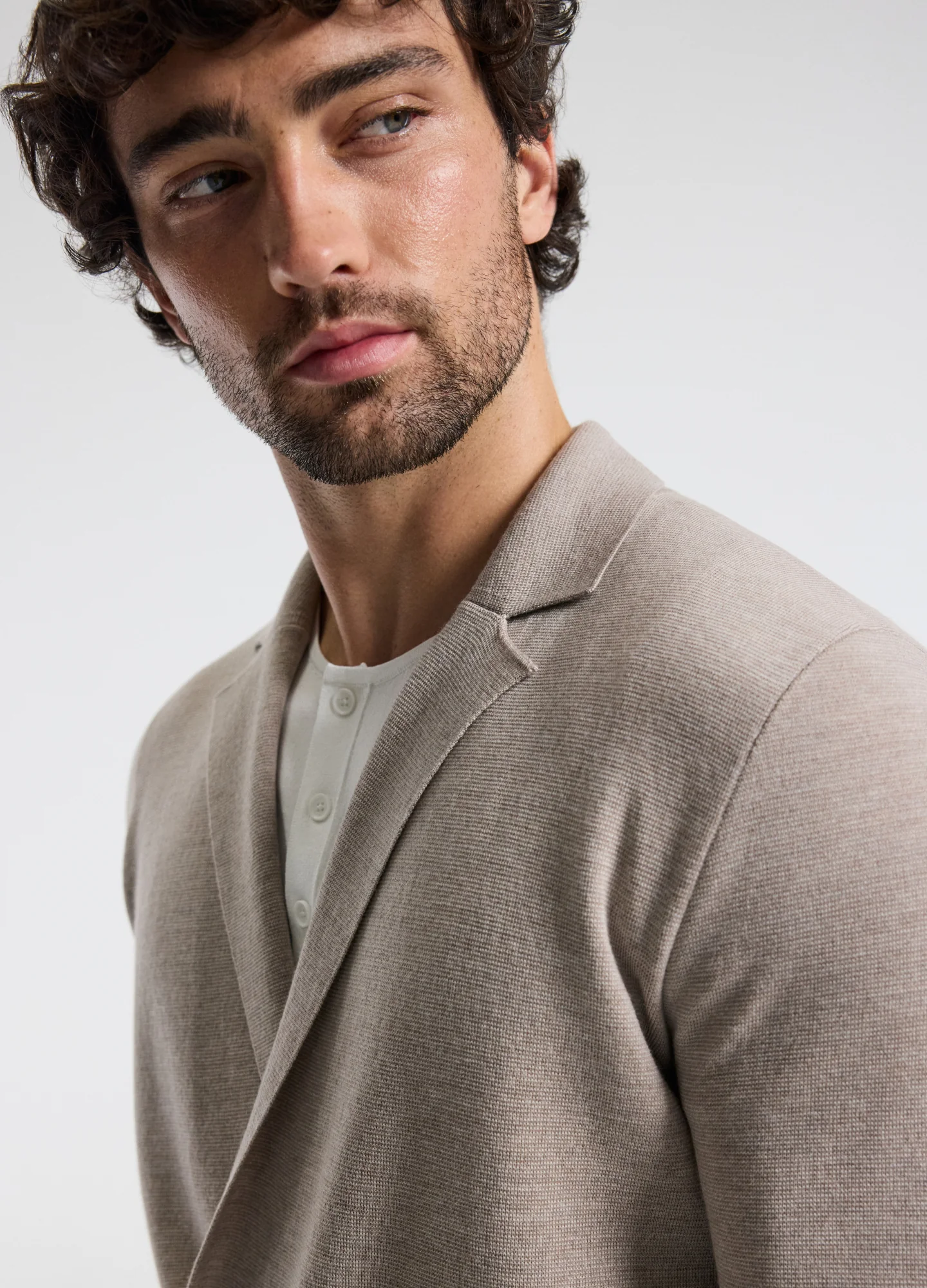 Double-Breasted Merino Wool Cardigan Neutral - Image 3