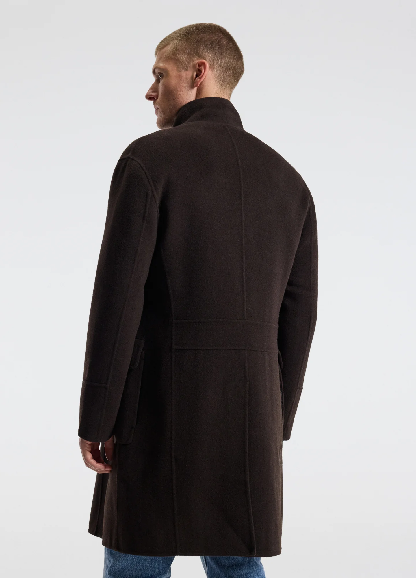 Double Breasted Wool Cashmere Coat Chocolate - Image 5