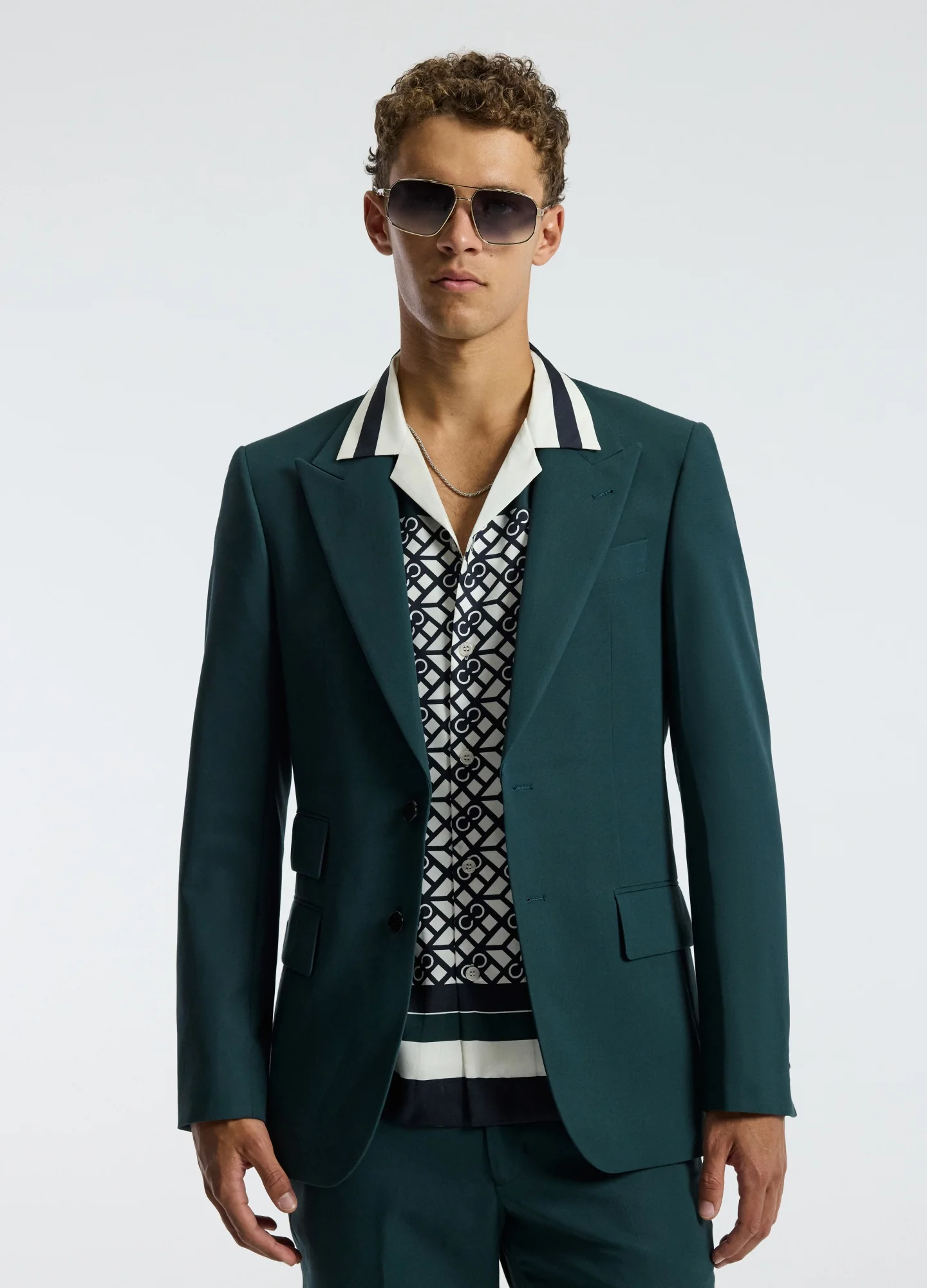 Double Crepe Suit Jacket Hunter Green - Image 3