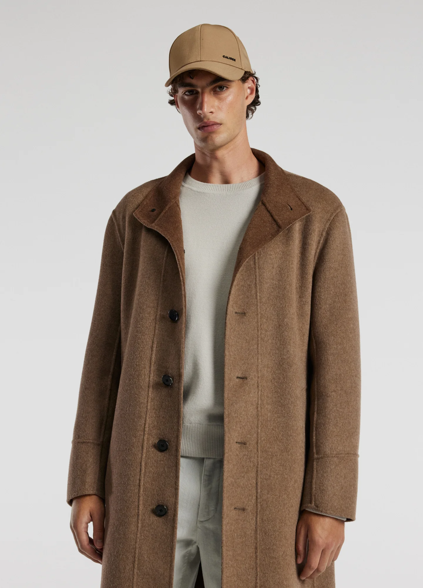 Double Face Funnel Neck Coat Beige Combo - Image 3