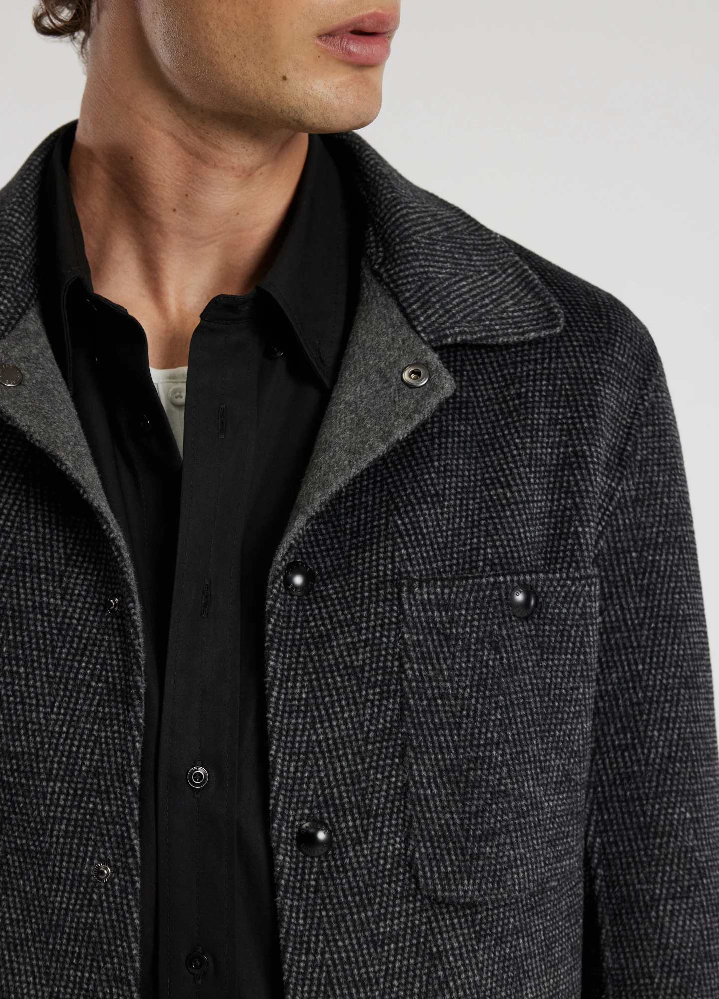 Double Face Shirt Jacket Charcoal - Image 4