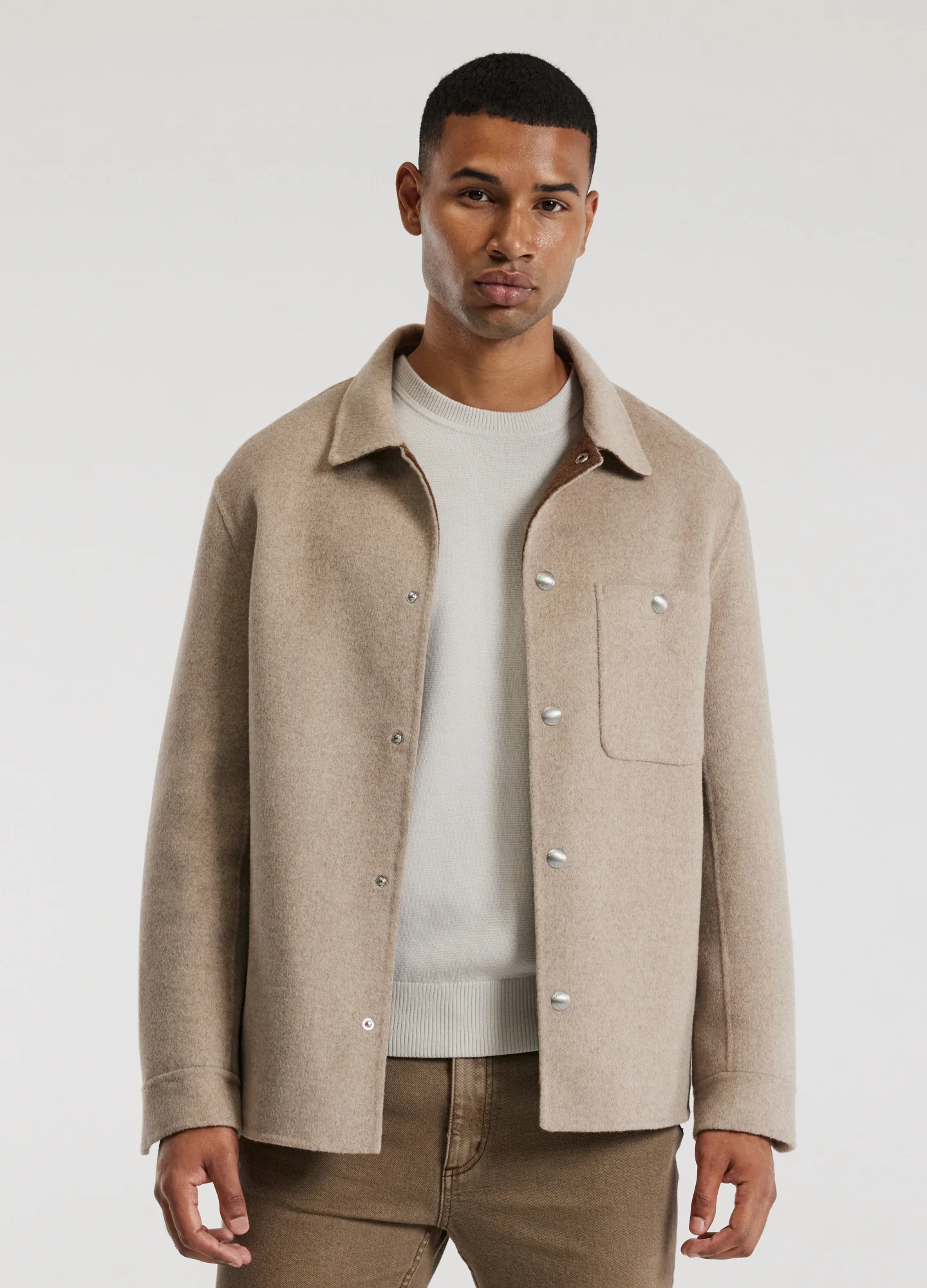 Double Face Shirt Jacket Oatmeal - Image 3