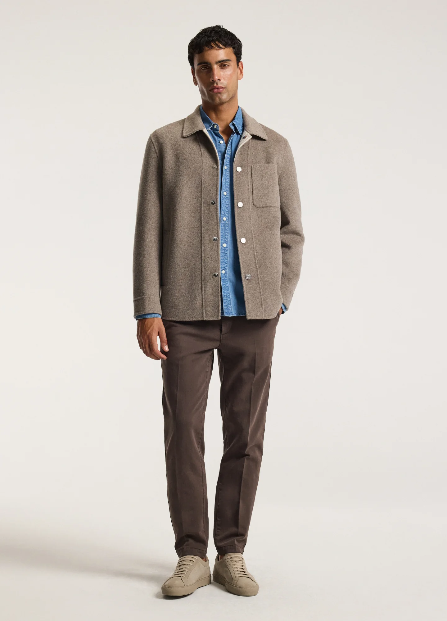 Double Faced Wool Shirt Jacket Sepia - Image 2