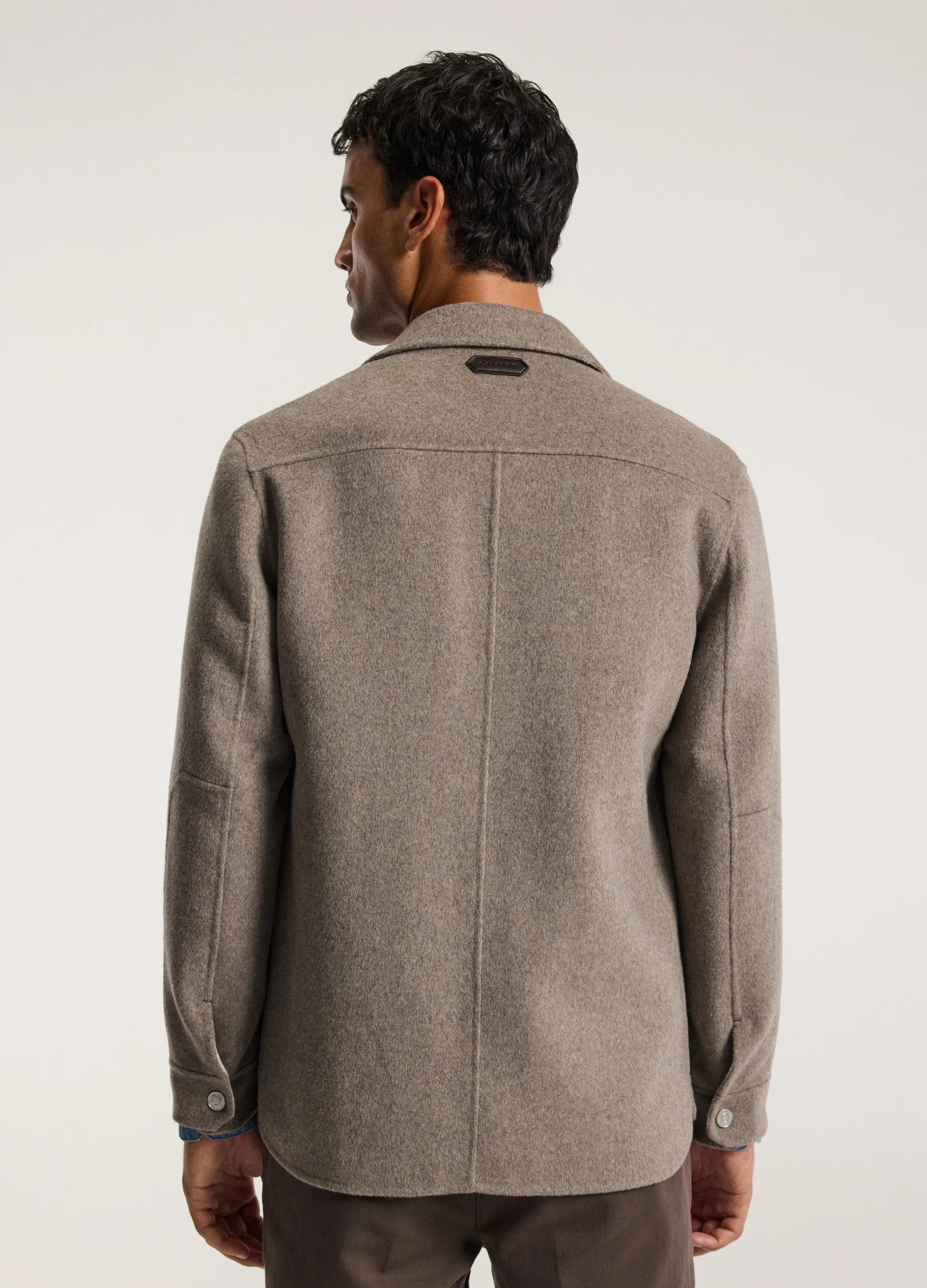Double Faced Wool Shirt Jacket Sepia - Image 5
