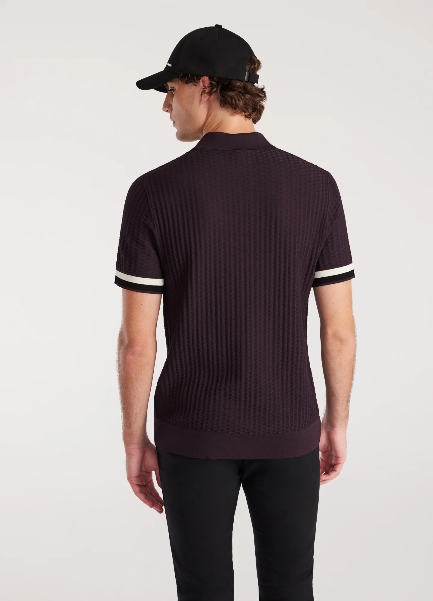 Double Stripe Polo Aubergine - Image 5