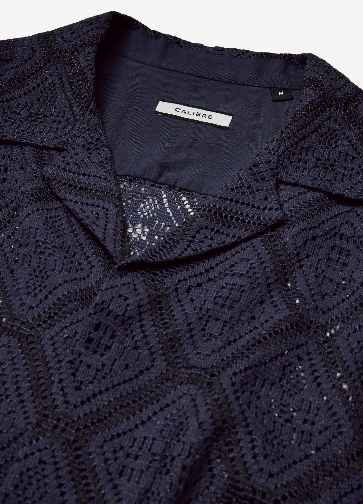 Duo Tone Lace Short Sleeve Shirt Navy - Image 6