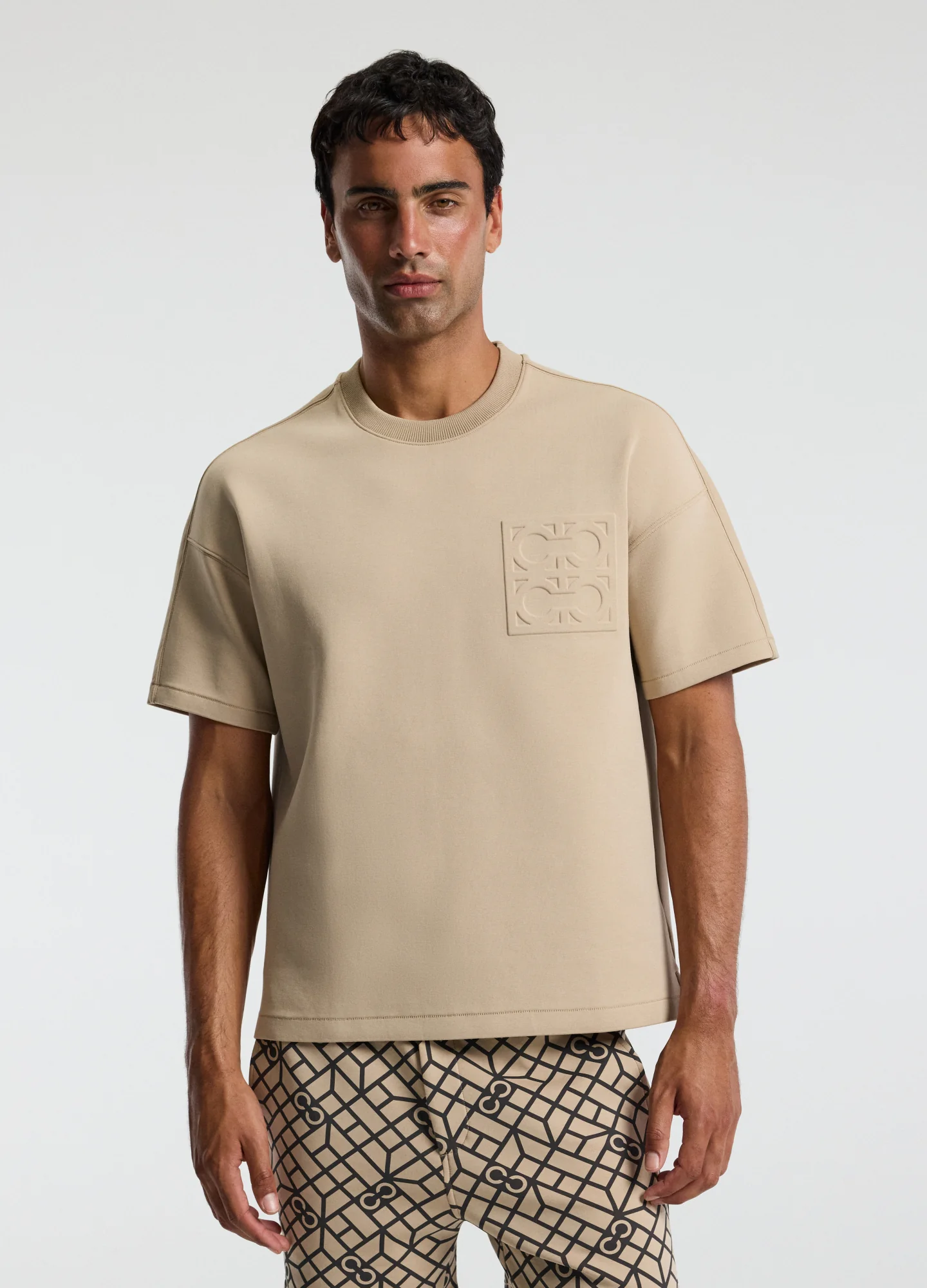 Embossed Logo Short Sleeve Sweat Top Dune - Image 3