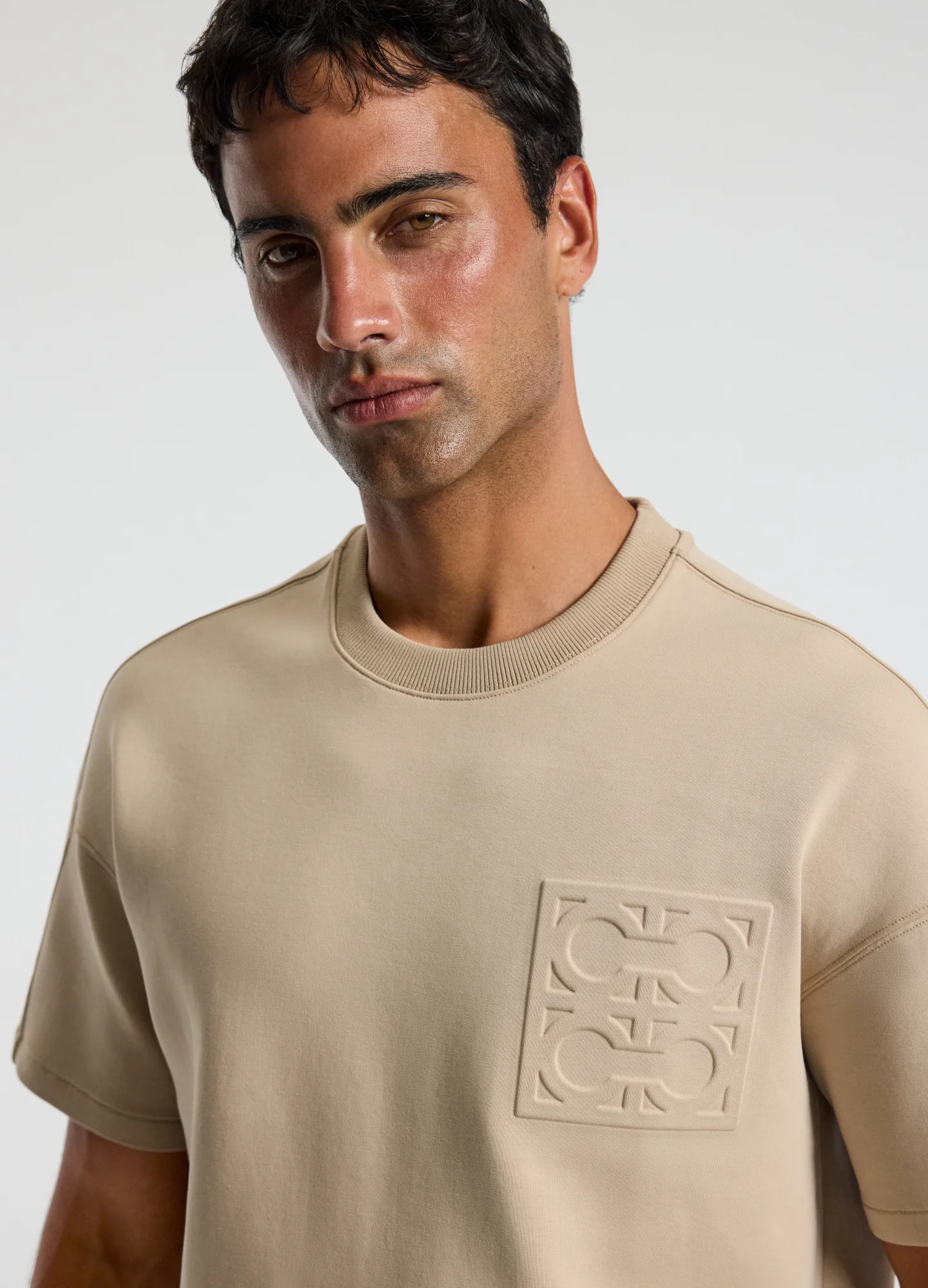 Embossed Logo Short Sleeve Sweat Top Dune - Image 4